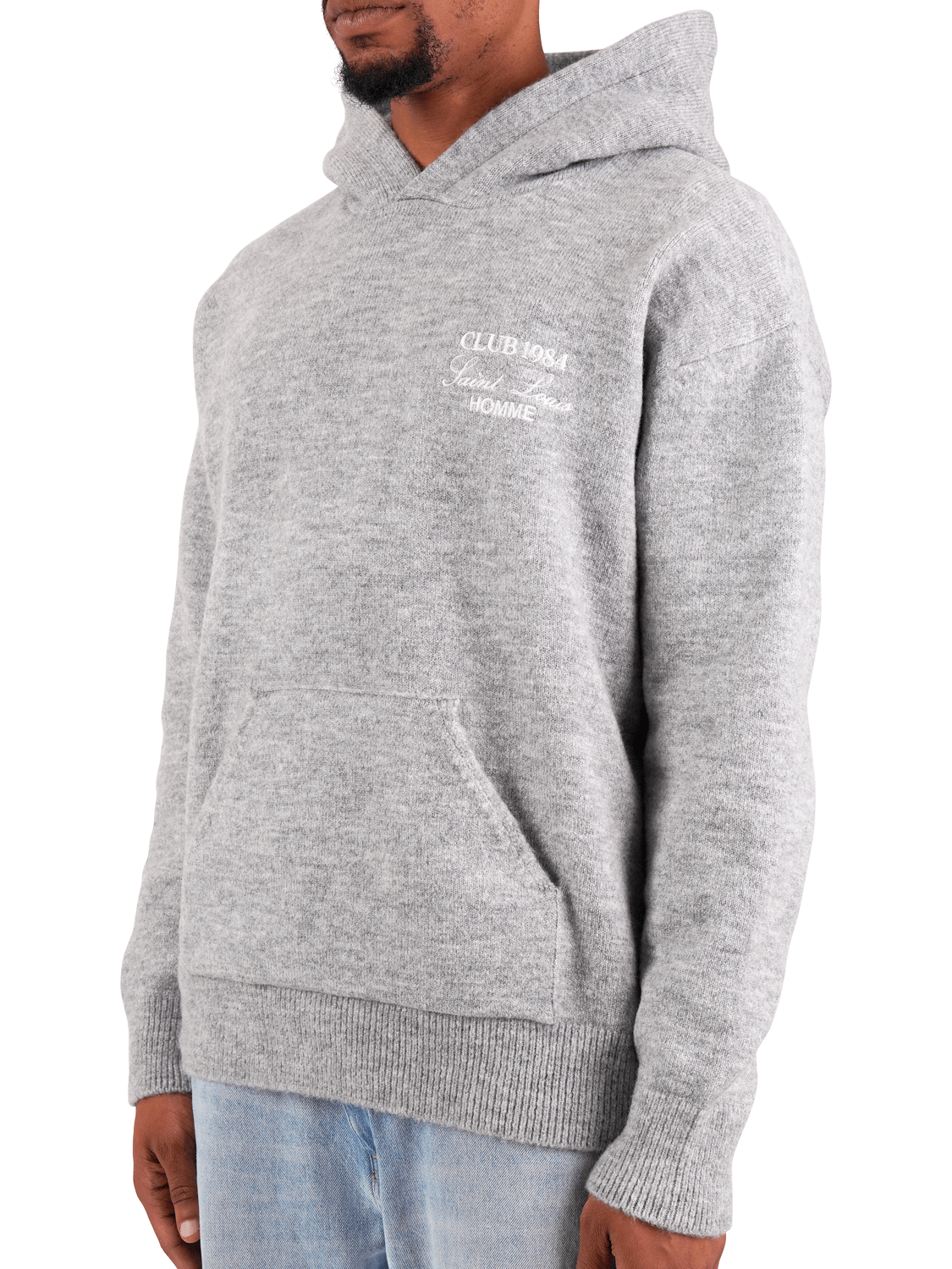 CLUB 1984. Homme Knitted Hoodie - Grey Hoodie