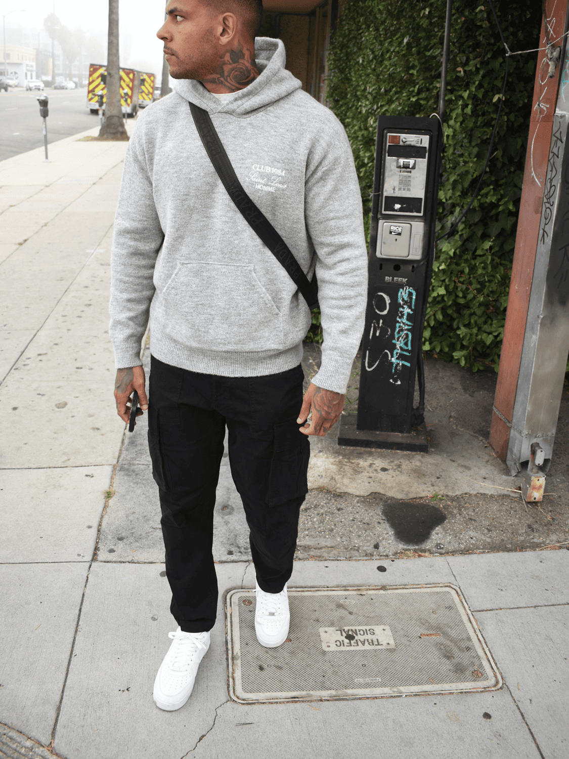 CLUB 1984. Homme Knitted Hoodie - Grey Hoodie