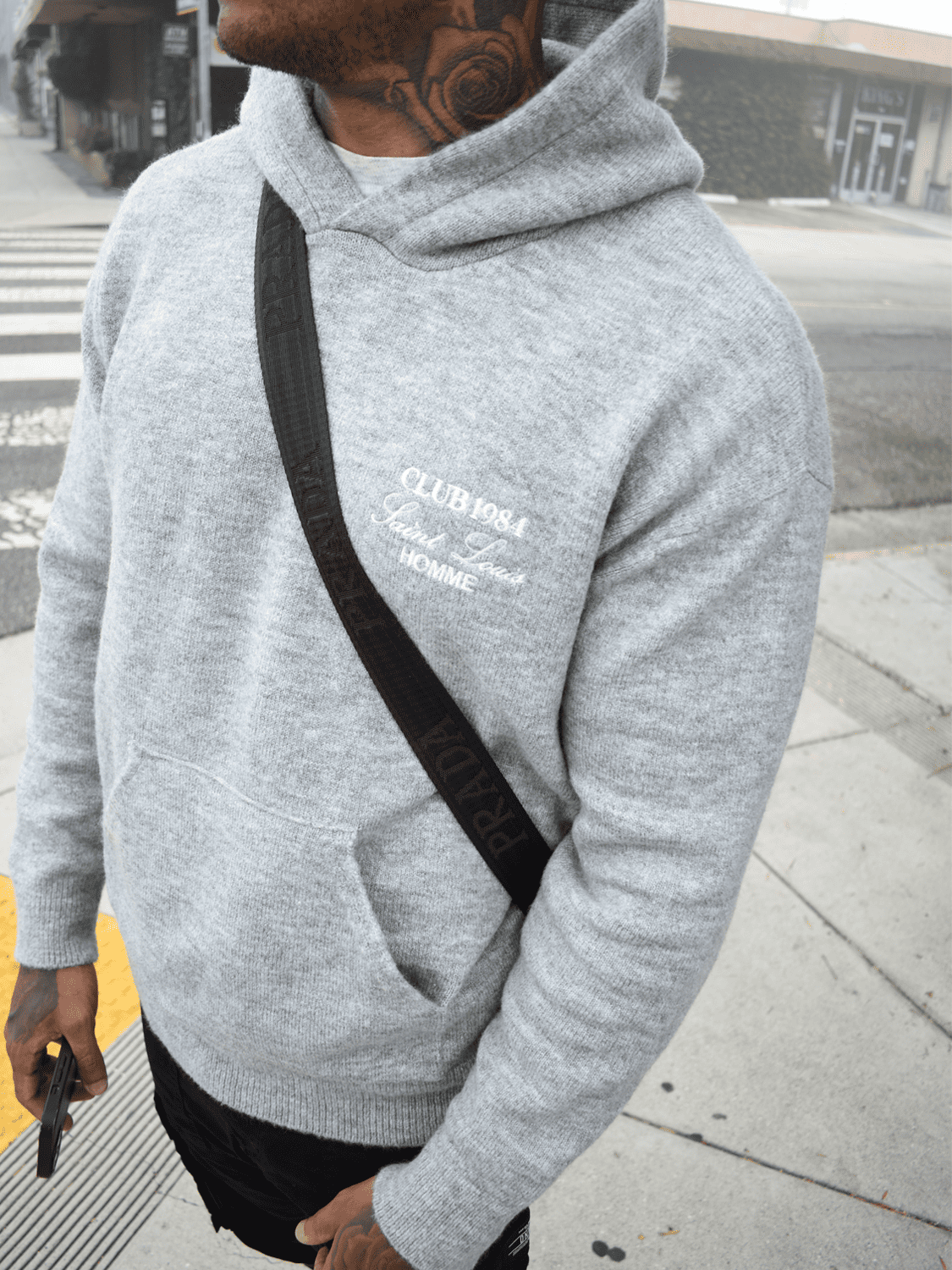 CLUB 1984. Homme Knitted Hoodie - Grey Hoodie