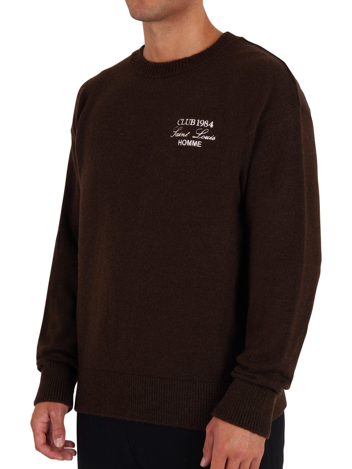 CLUB 1984. Homme Knitted Sweatshirt - Coffee Sweatshirt