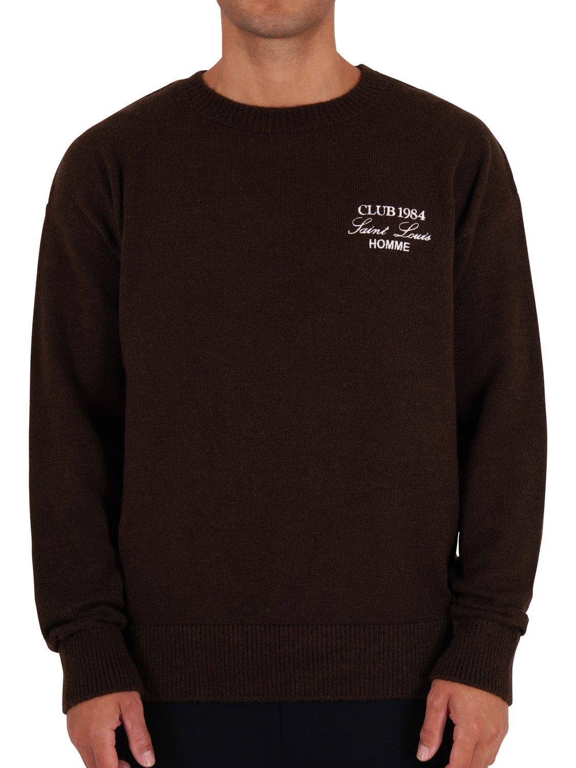 CLUB 1984. Homme Knitted Sweatshirt - Coffee Sweatshirt