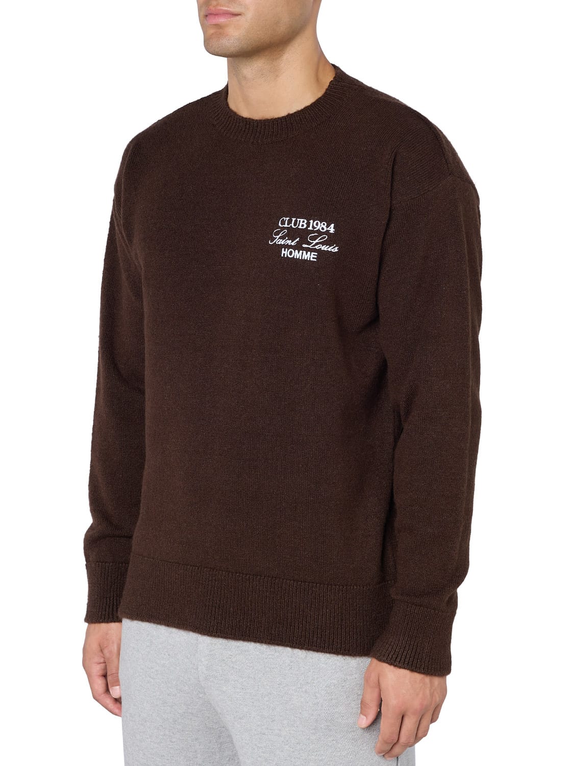 CLUB 1984. Homme Knitted Sweatshirt - Coffee Sweatshirt