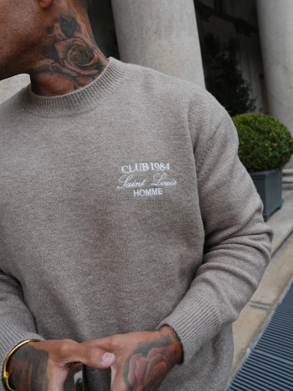 CLUB 1984. Homme Knitted Sweatshirt - Mocha Sweatshirt