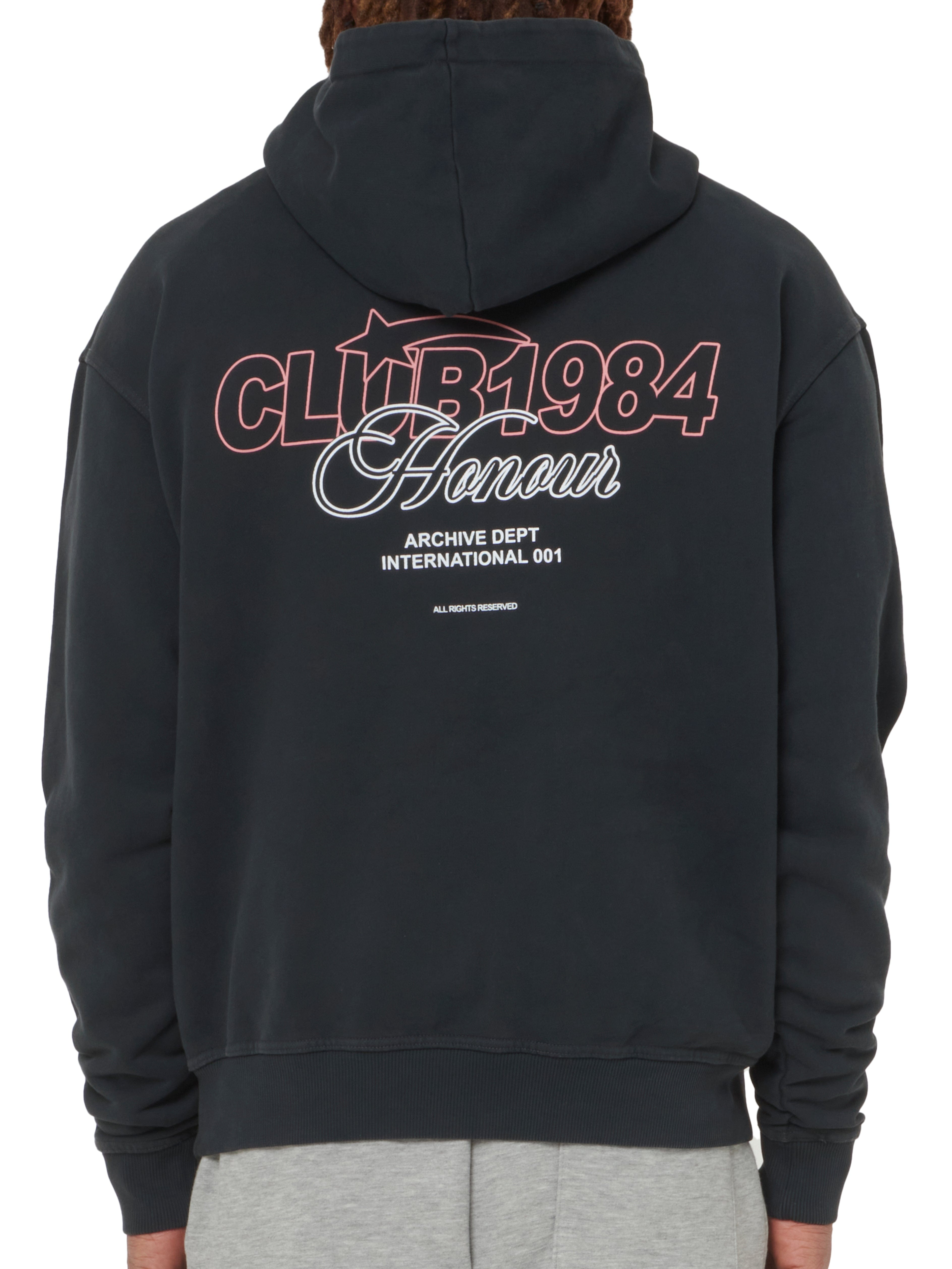 CLUB 1984. Honour Hoodie - Washed Black Hoodie