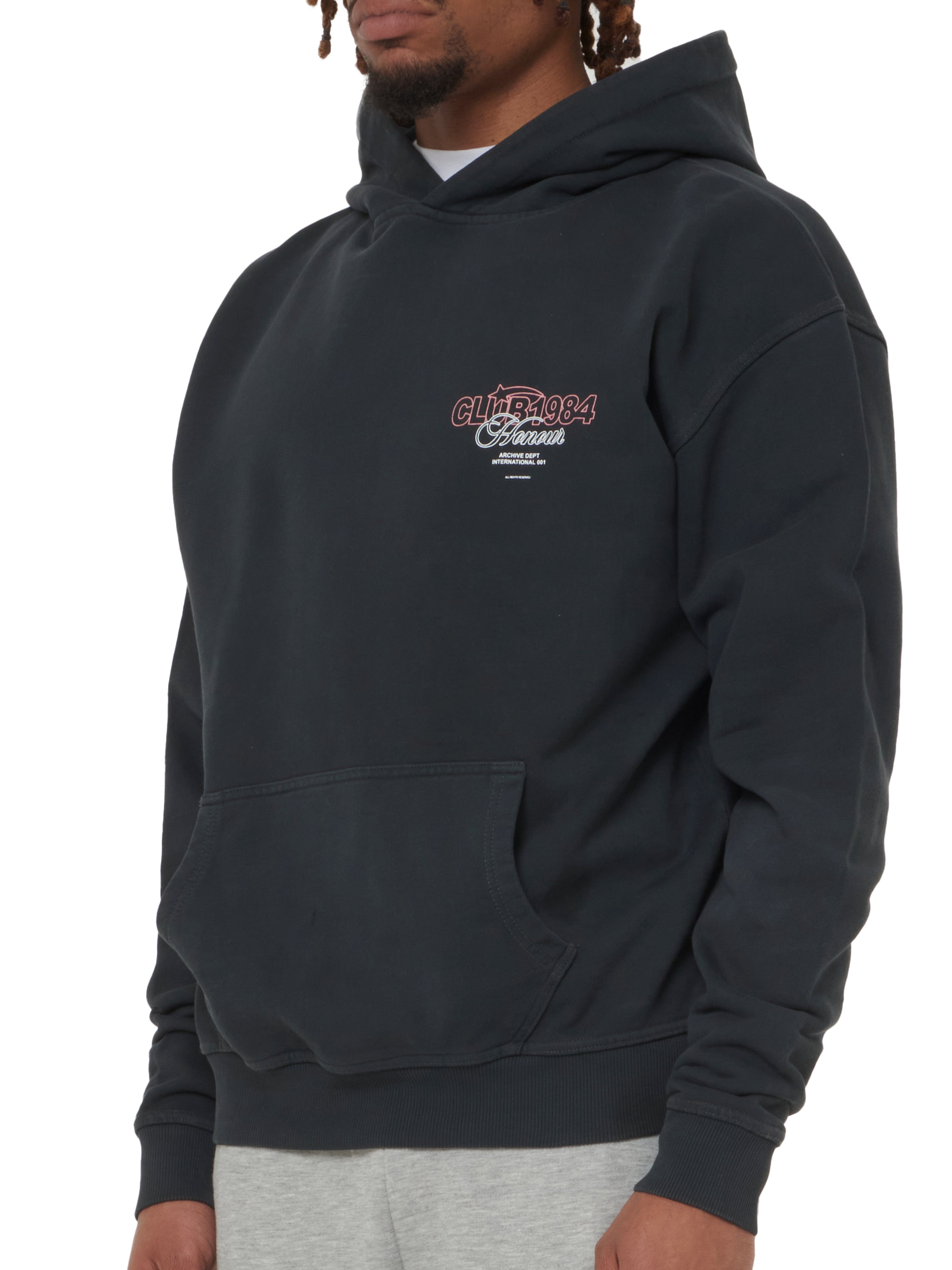 CLUB 1984. Honour Hoodie - Washed Black Hoodie