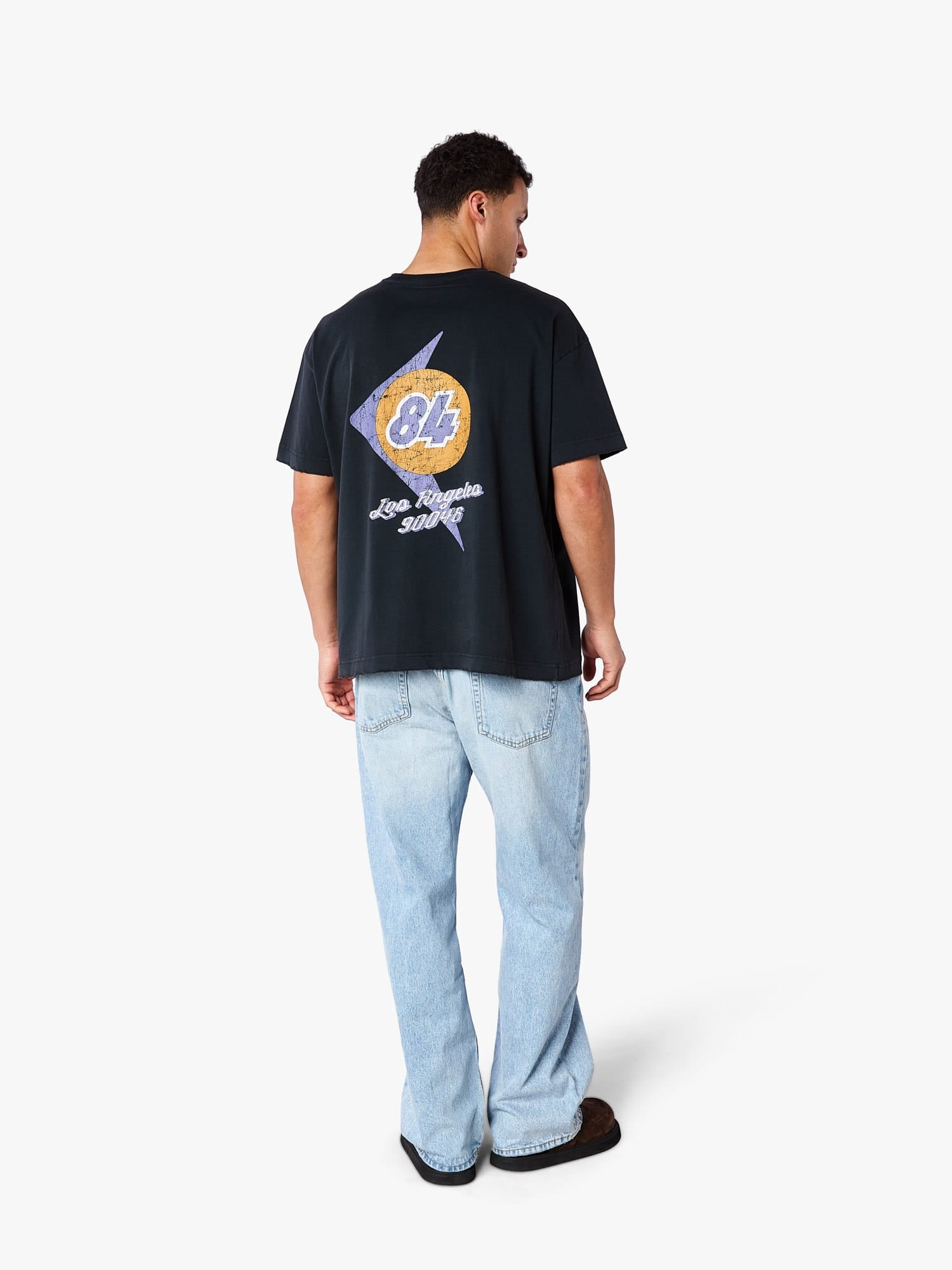 CLUB 1984. LA 84 Distressed T-shirt - Washed Black T-Shirt