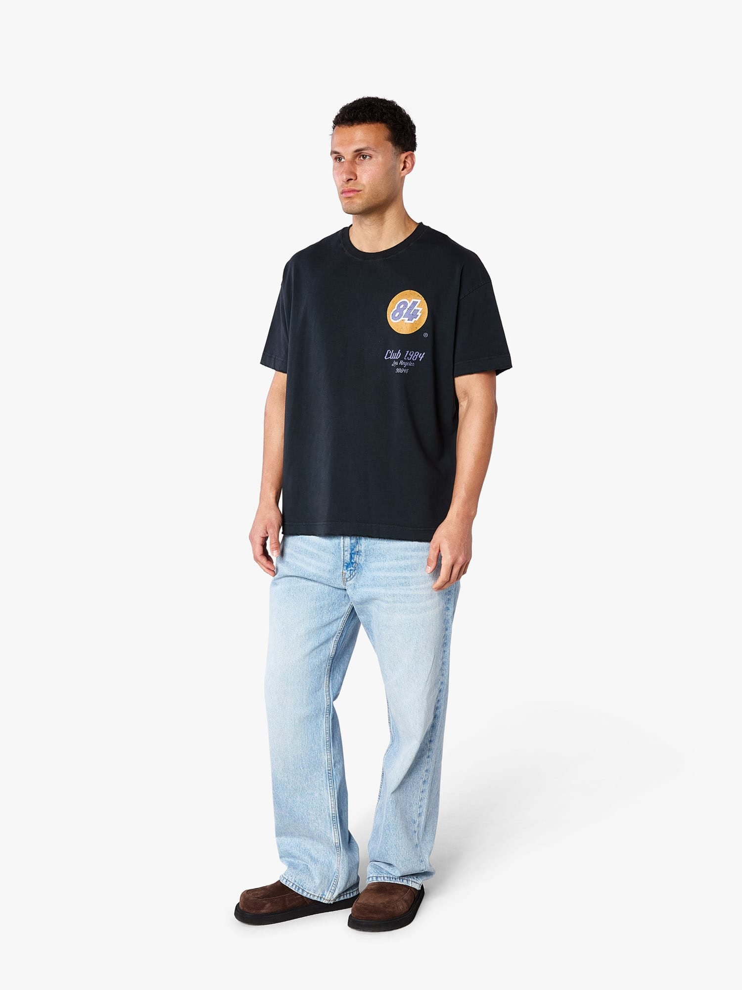 CLUB 1984. LA 84 Distressed T-shirt - Washed Black T-Shirt