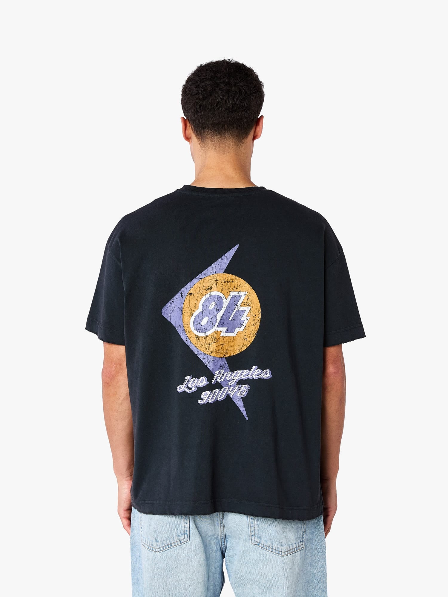 CLUB 1984. LA 84 Distressed T-shirt - Washed Black T-Shirt