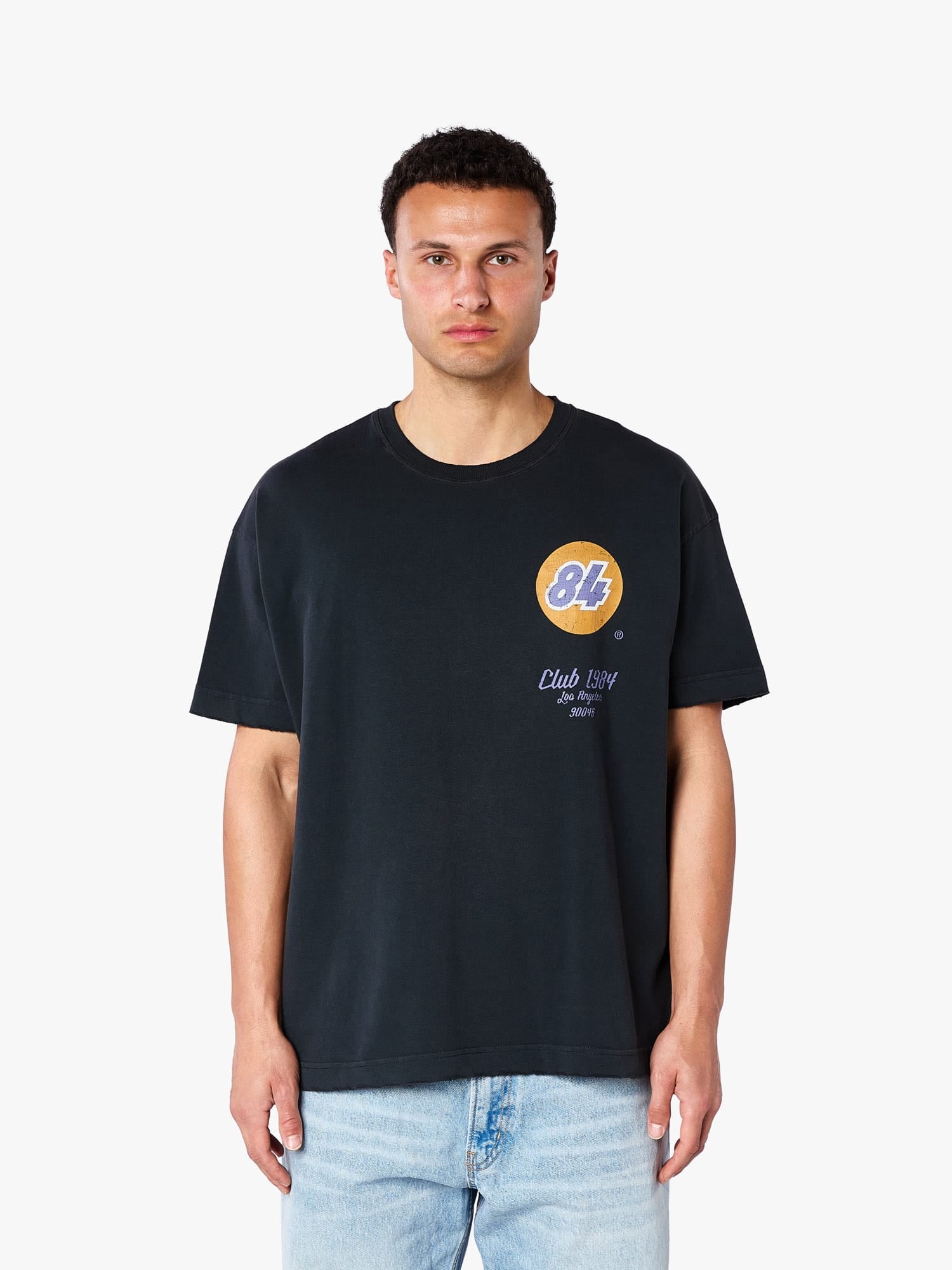 CLUB 1984. LA 84 Distressed T-shirt - Washed Black T-Shirt