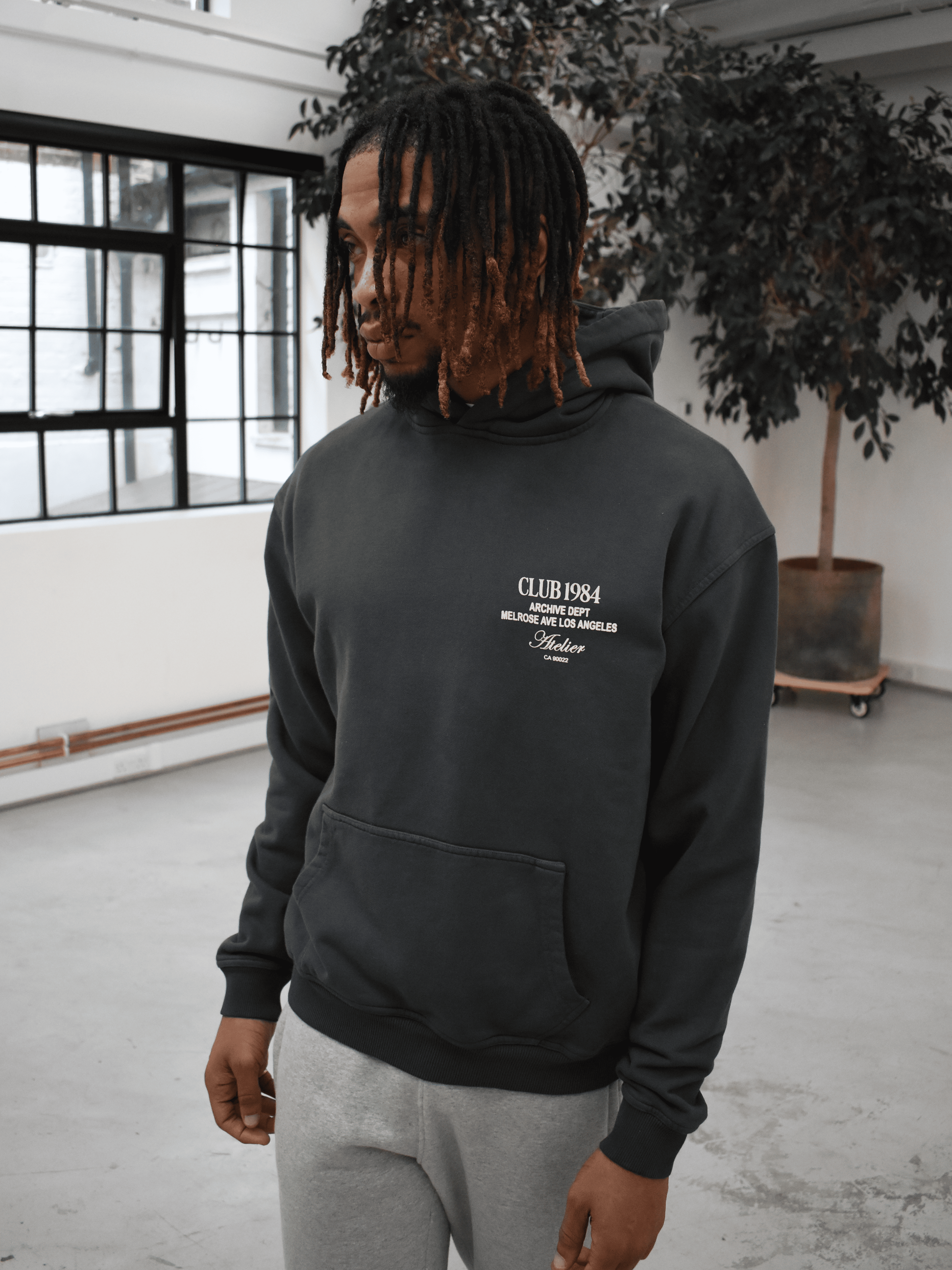 CLUB 1984. LA Dept Hoodie - Washed Grey Hoodie