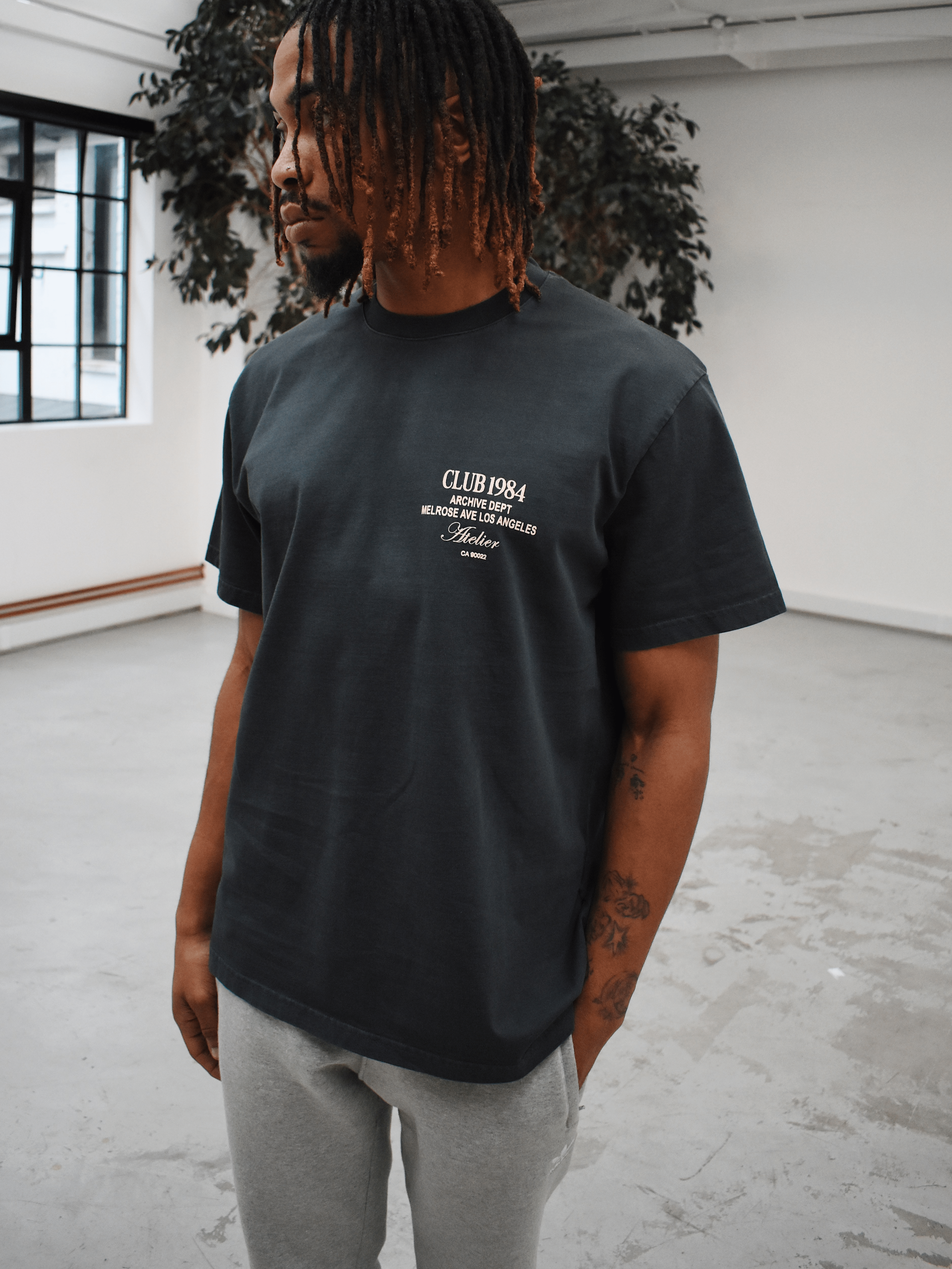 CLUB 1984. LA Dept T-shirt - Washed Grey T-Shirt