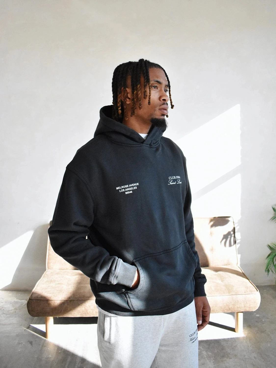 CLUB 1984. Melrose 1984 Hoodie - Washed Black Hoodie