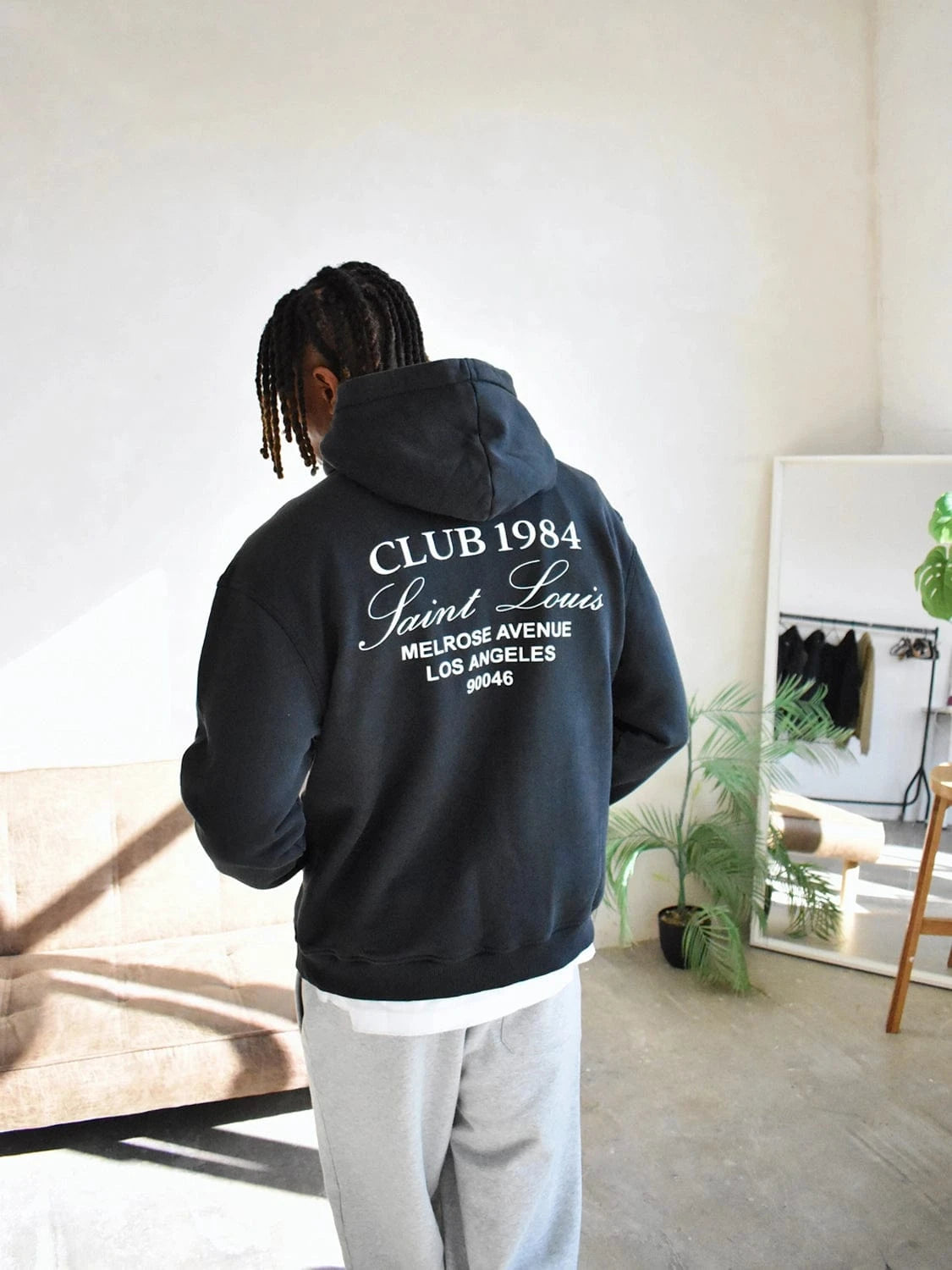 CLUB 1984. Melrose 1984 Hoodie - Washed Black Hoodie