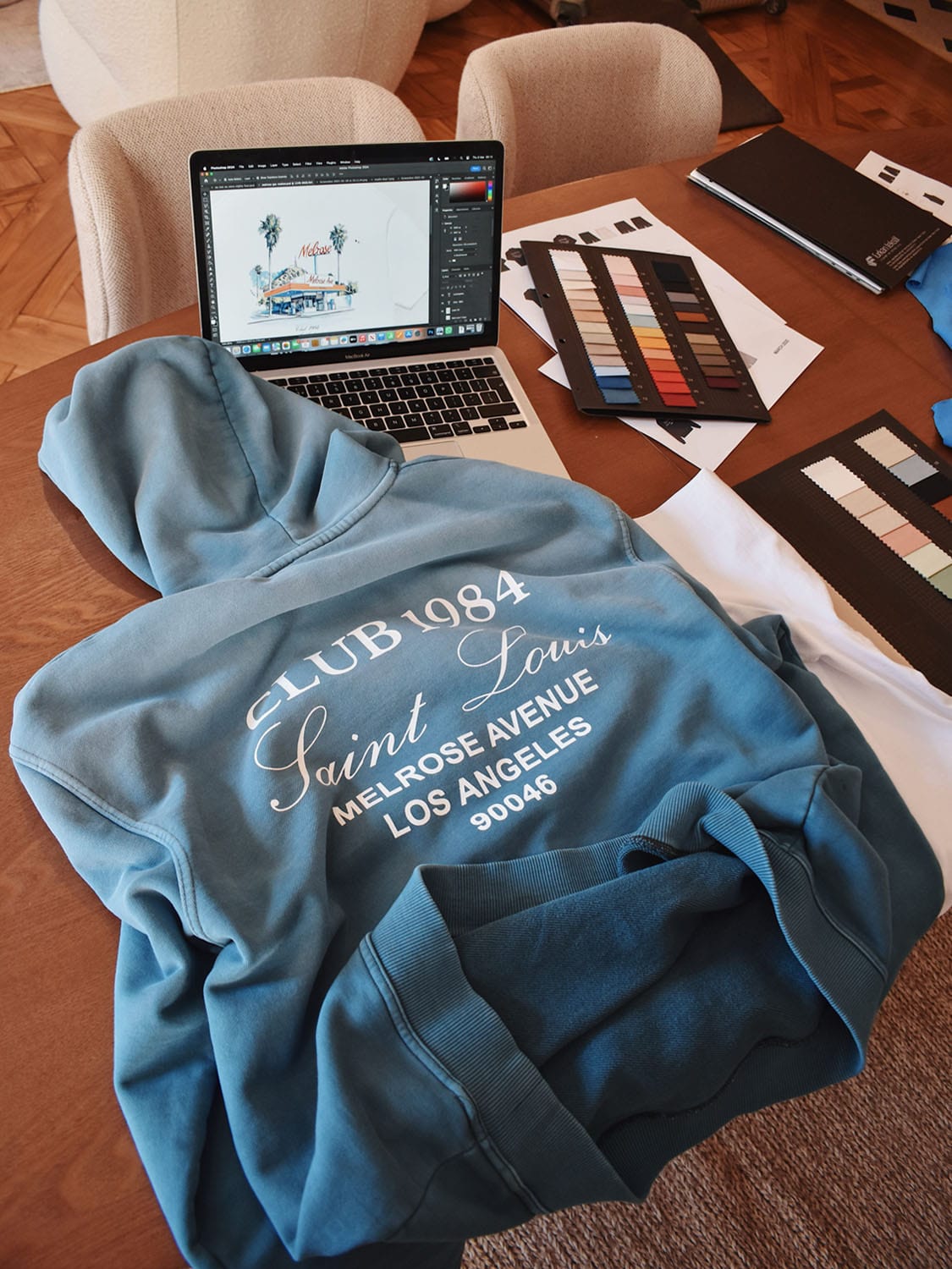 CLUB 1984. Melrose 1984 Hoodie - Washed Blue Hoodie