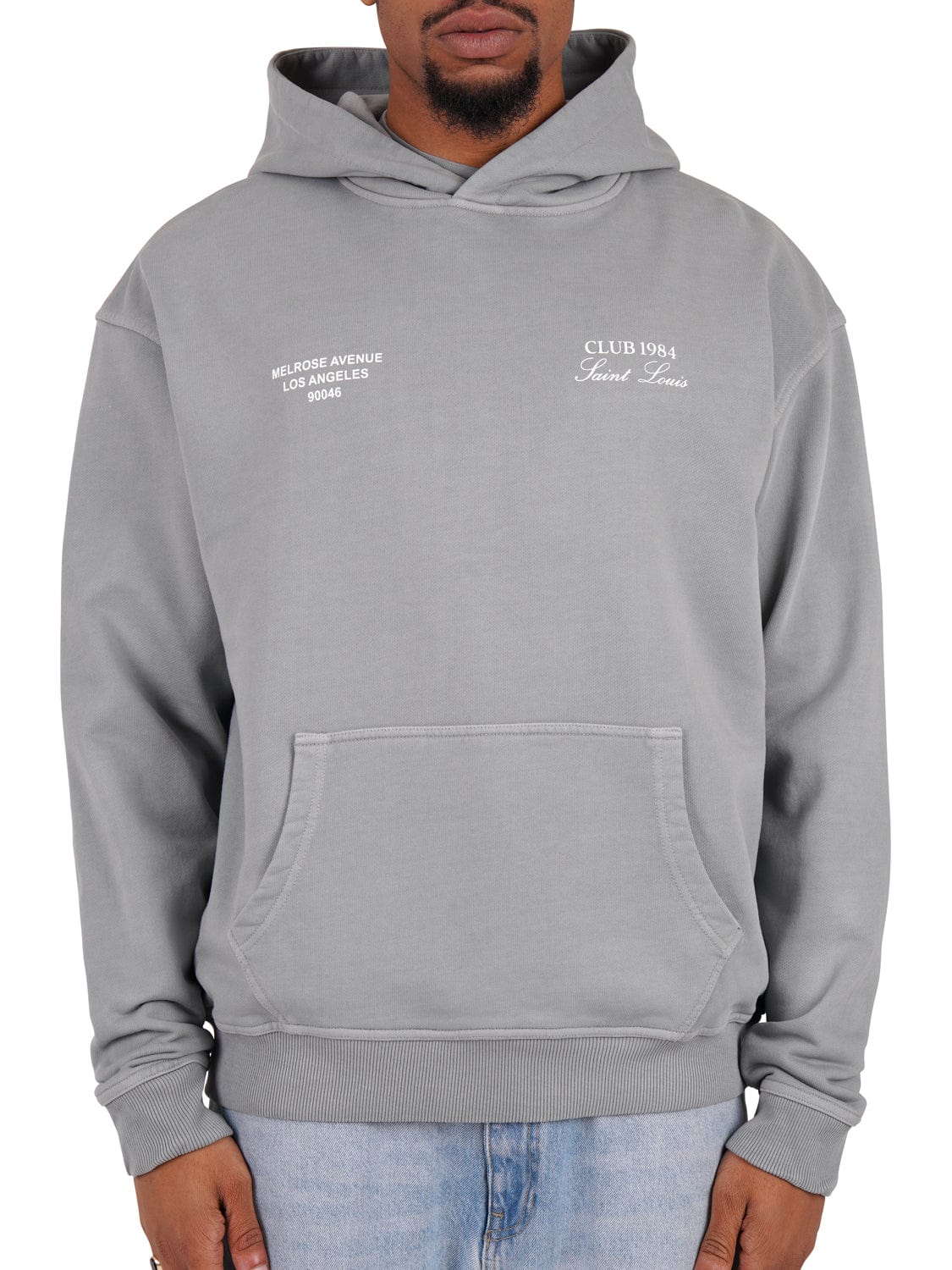 CLUB 1984. Melrose 1984 Hoodie - Washed Light Grey Hoodie