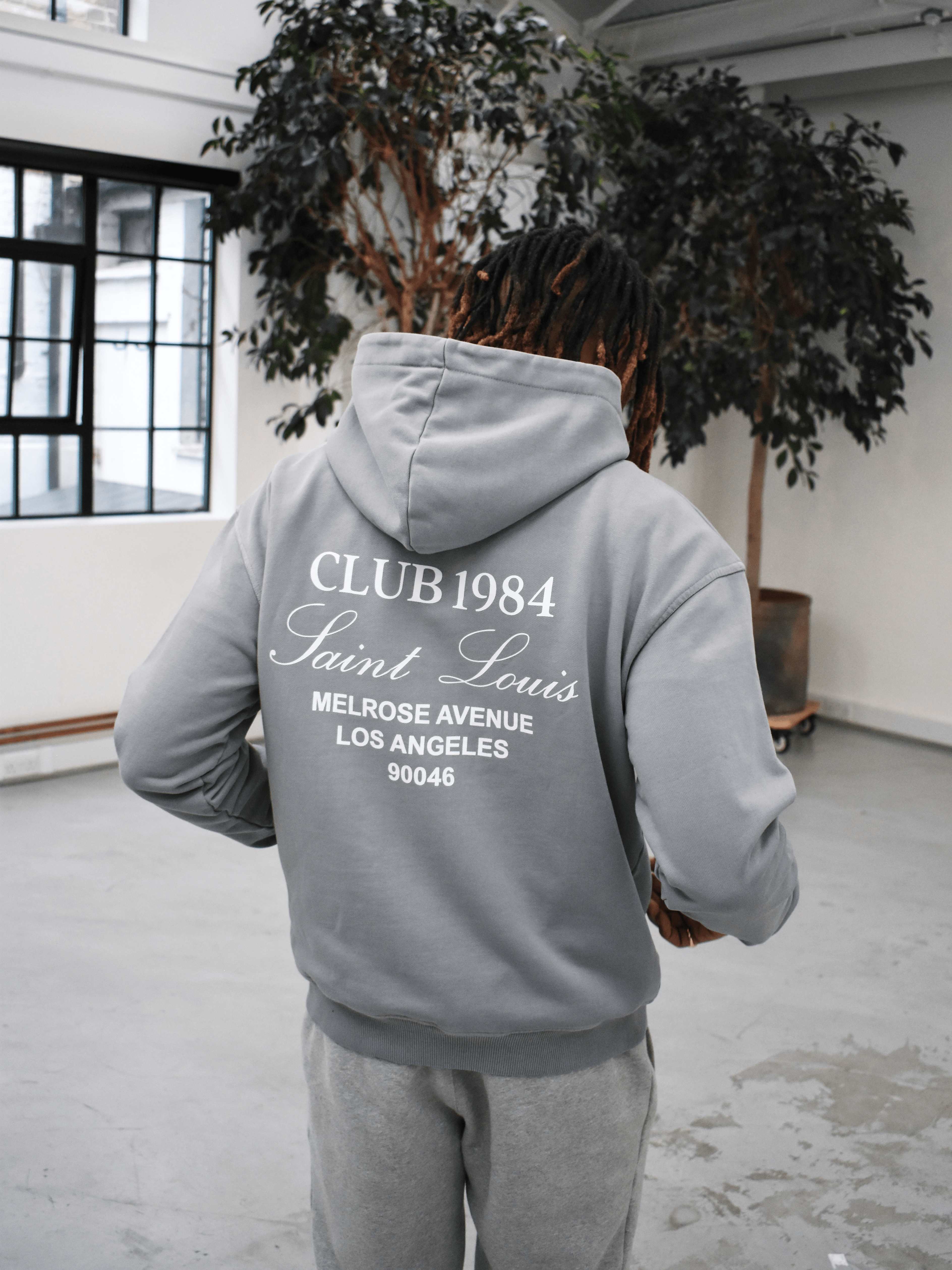 CLUB 1984. Melrose 1984 Hoodie - Washed Light Grey Hoodie