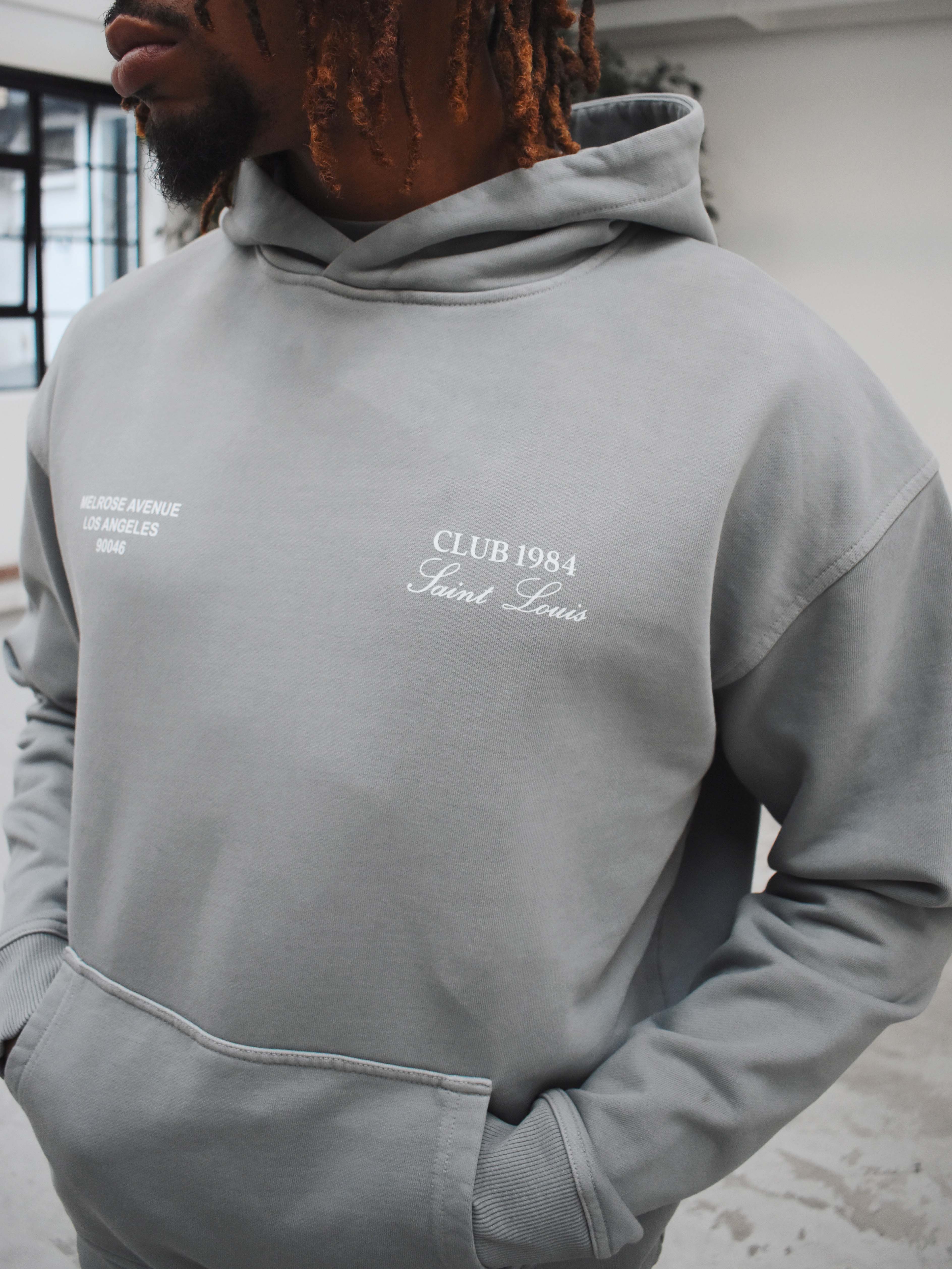 CLUB 1984. Melrose 1984 Hoodie - Washed Light Grey Hoodie