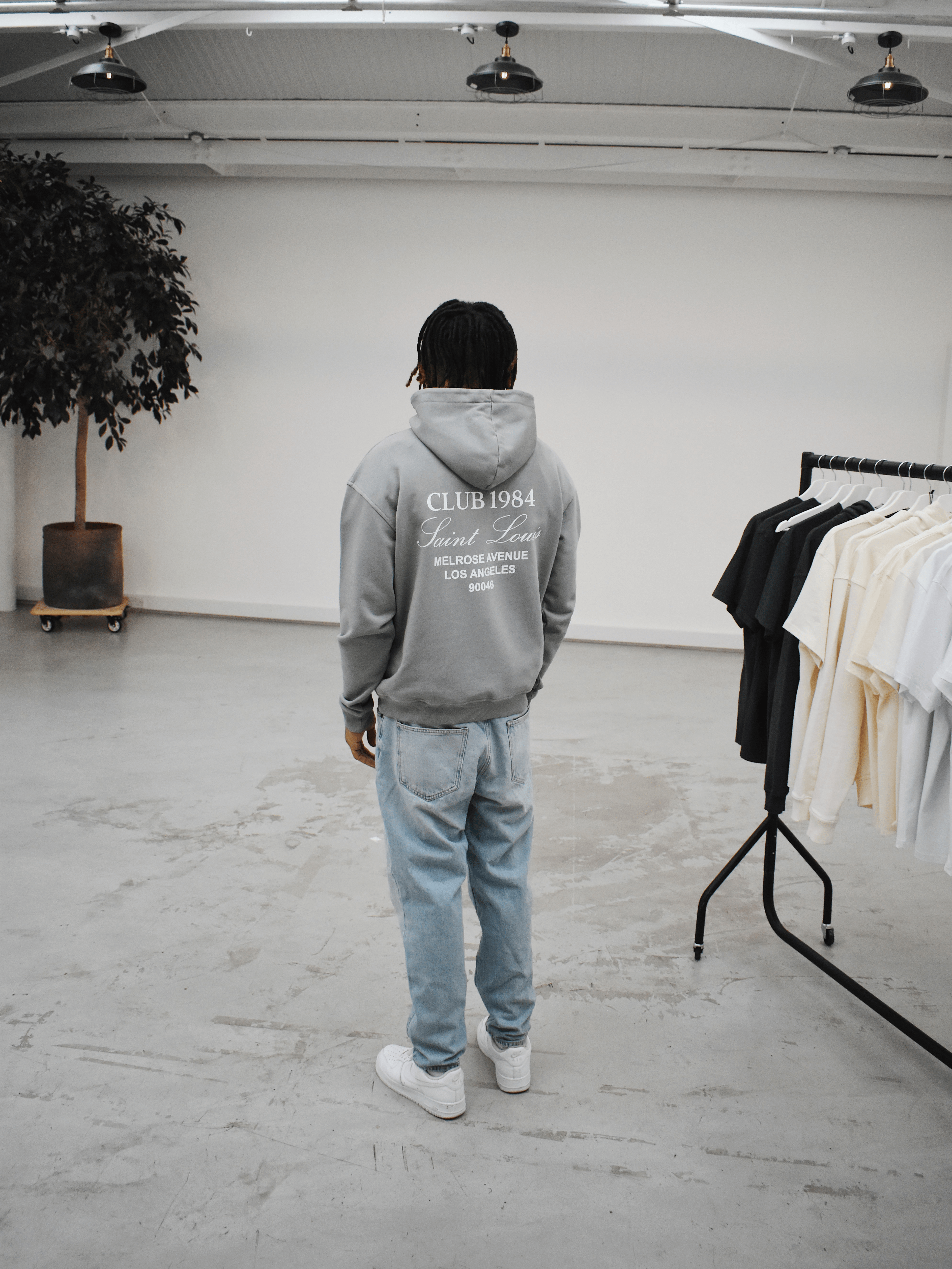 CLUB 1984. Melrose 1984 Hoodie - Washed Light Grey Hoodie