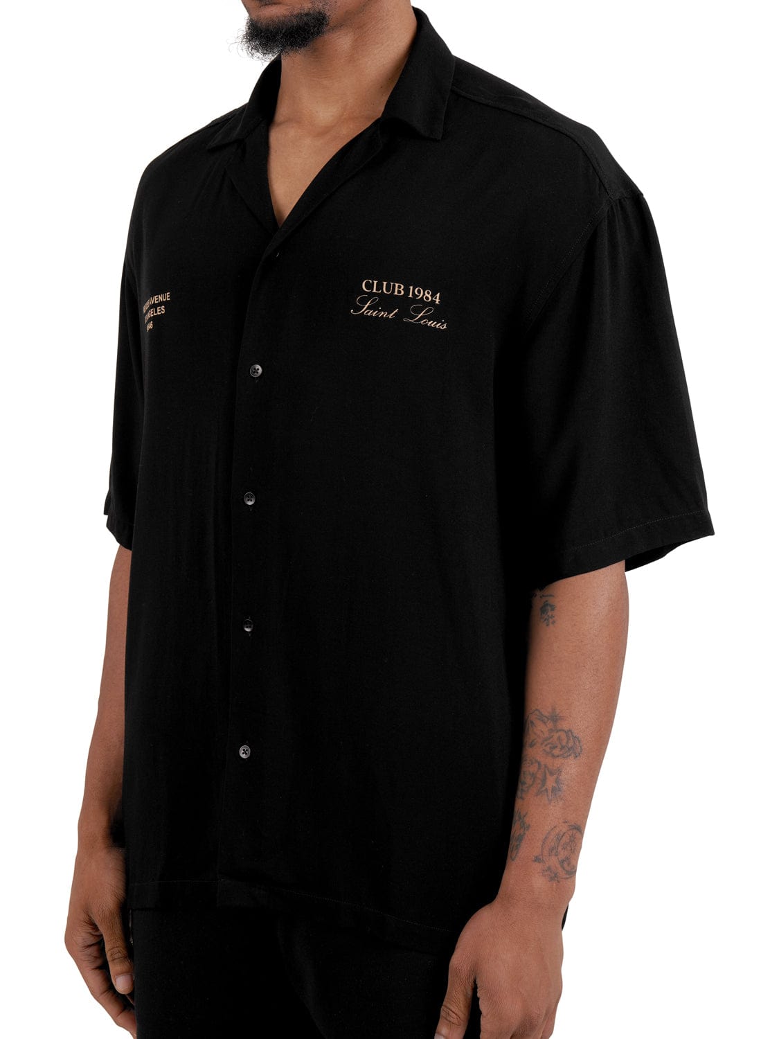 CLUB 1984. Melrose 1984 Shirt - Black/Tan Shirt