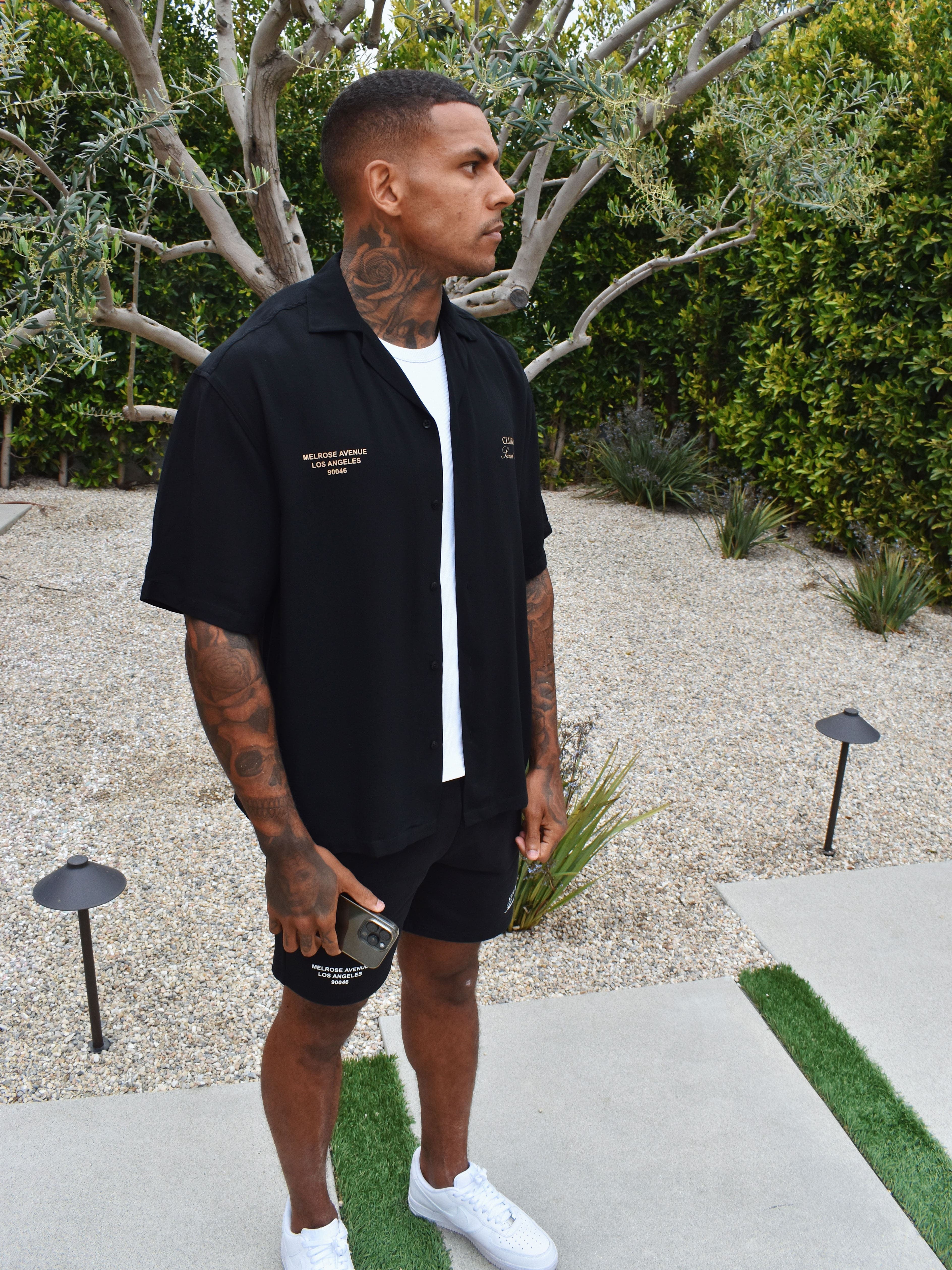 CLUB 1984. Melrose 1984 Shirt - Black/Tan Shirt