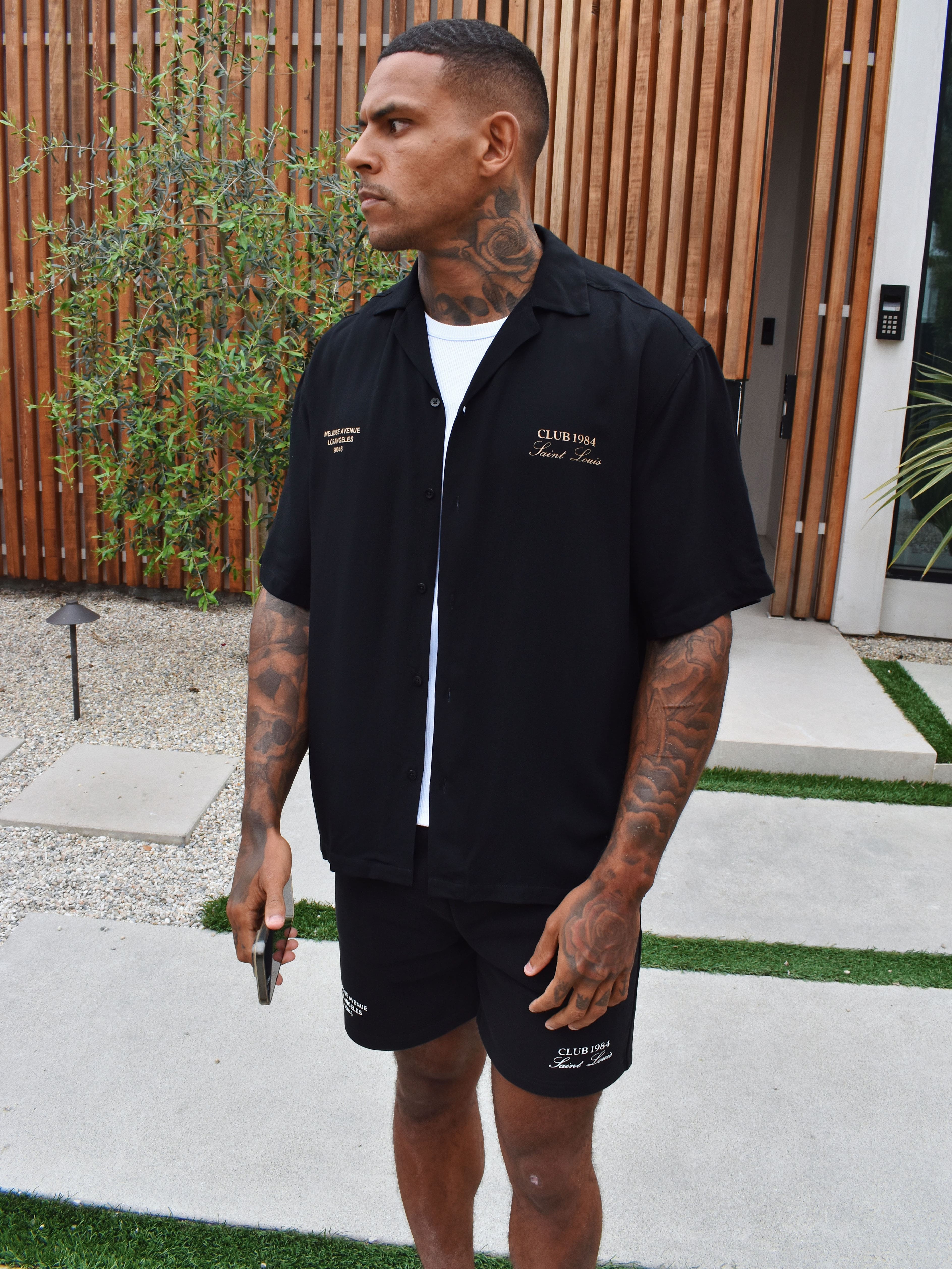 CLUB 1984. Melrose 1984 Shirt - Black/Tan Shirt