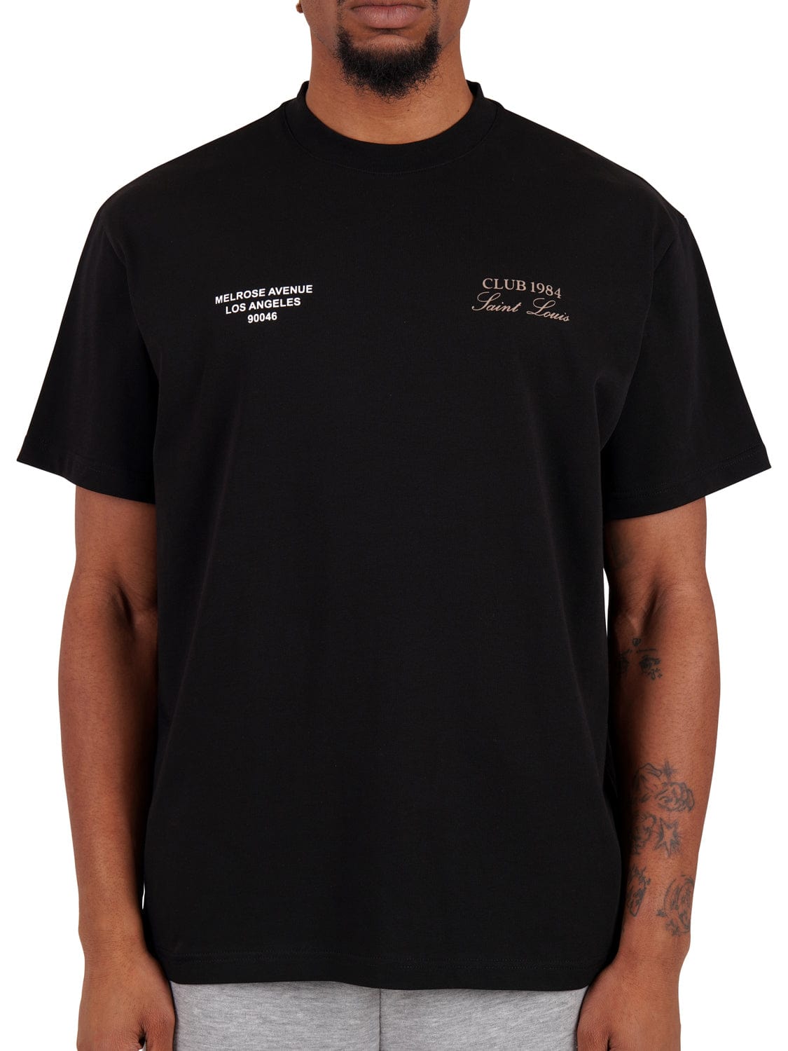 CLUB 1984. Melrose 1984 T-shirt - Black/Tan T-Shirt
