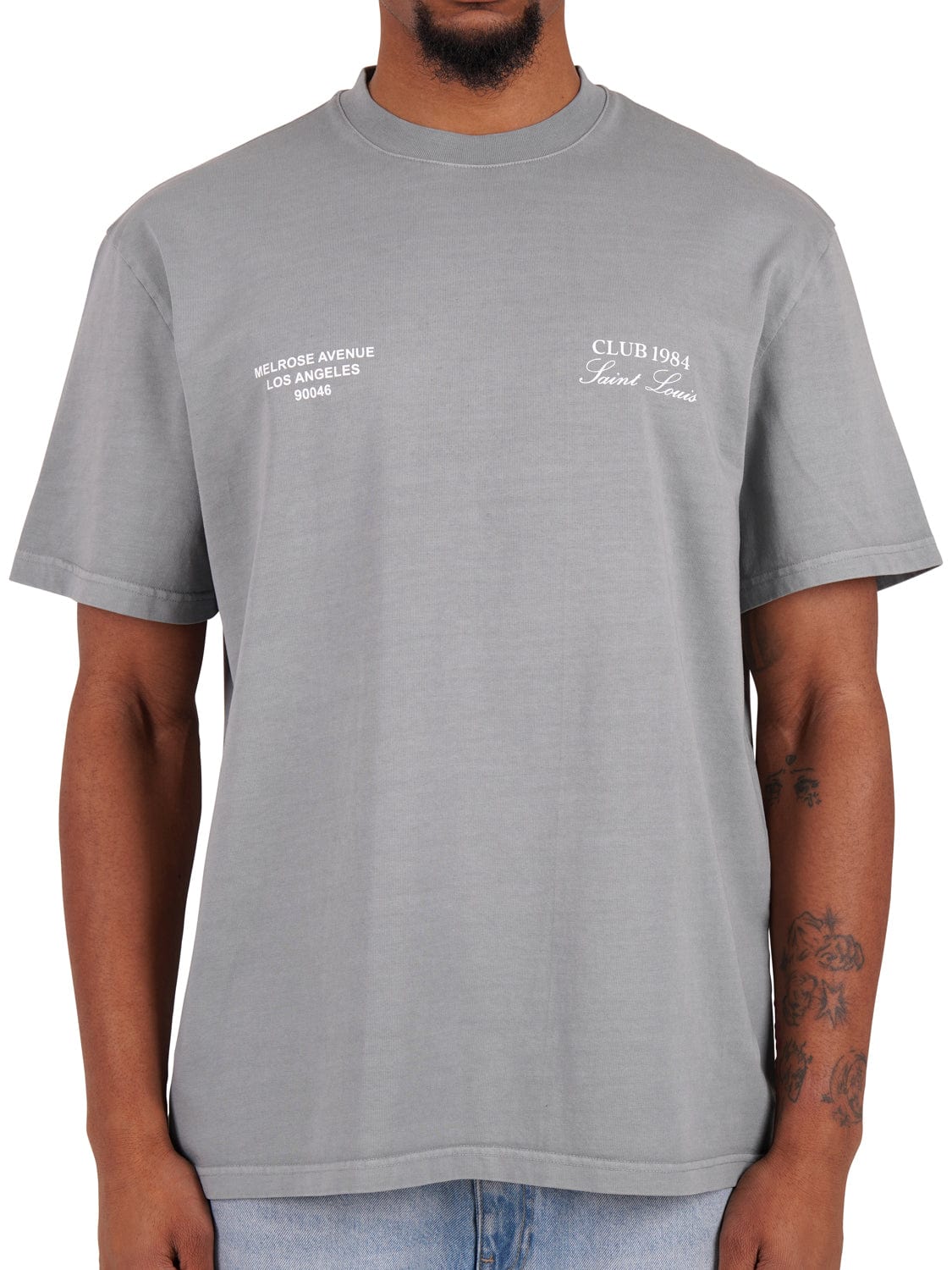 CLUB 1984. Melrose 1984 T-shirt - Washed Light Grey T-Shirt
