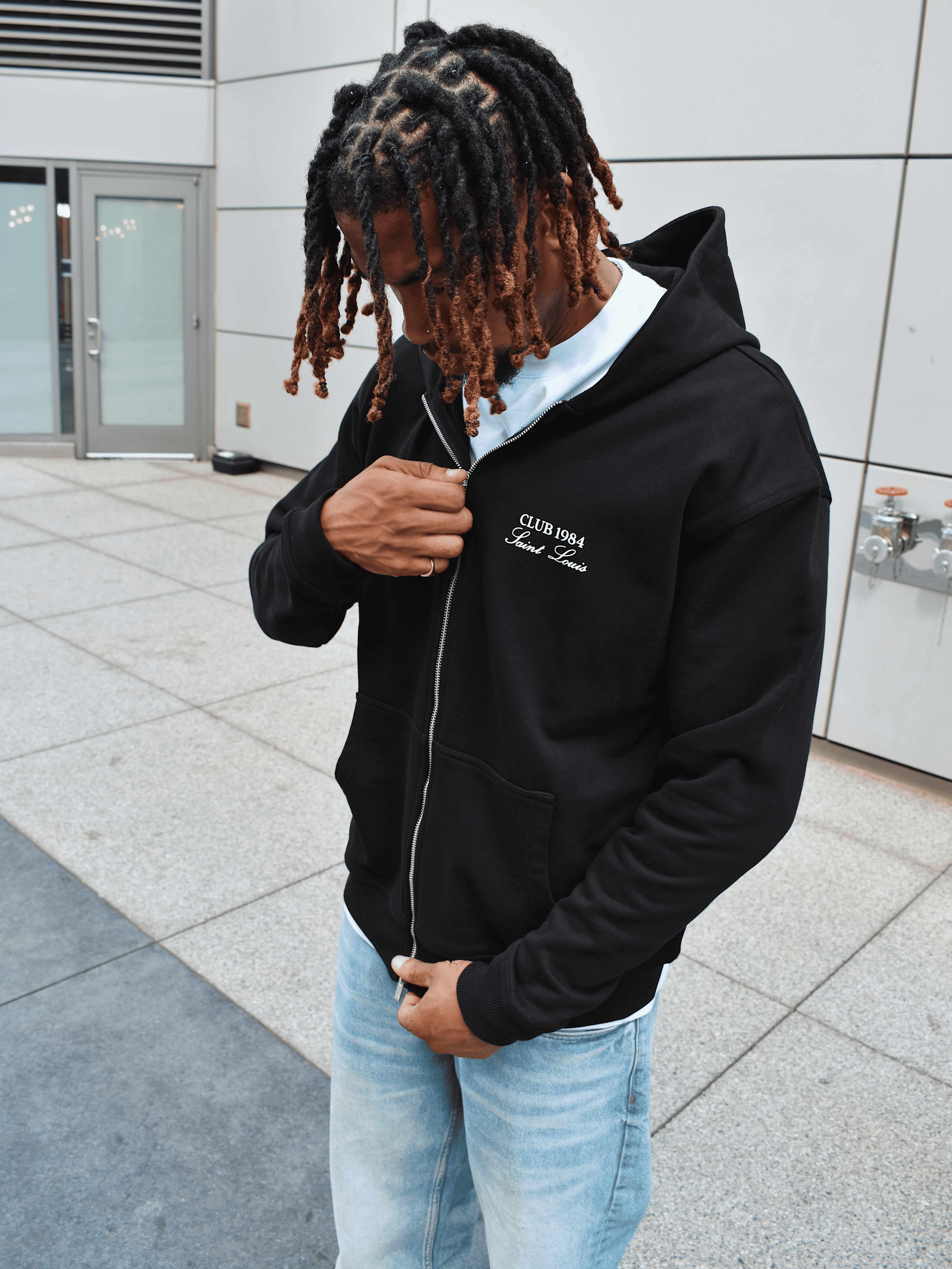 CLUB 1984. Melrose 1984 Zip Hoodie - Black Hoodie