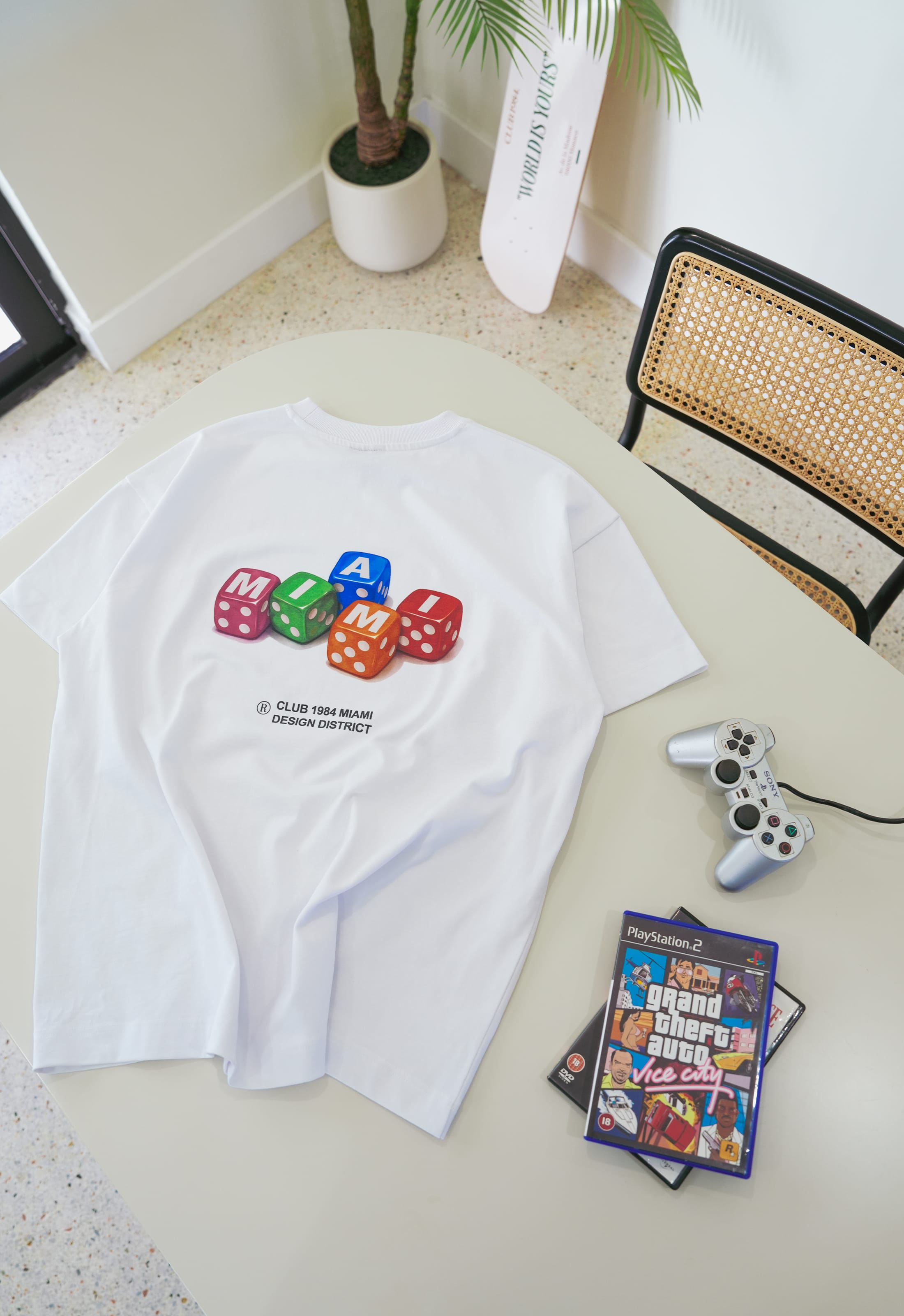 CLUB 1984. Miami High Roller T-shirt - White T-Shirt