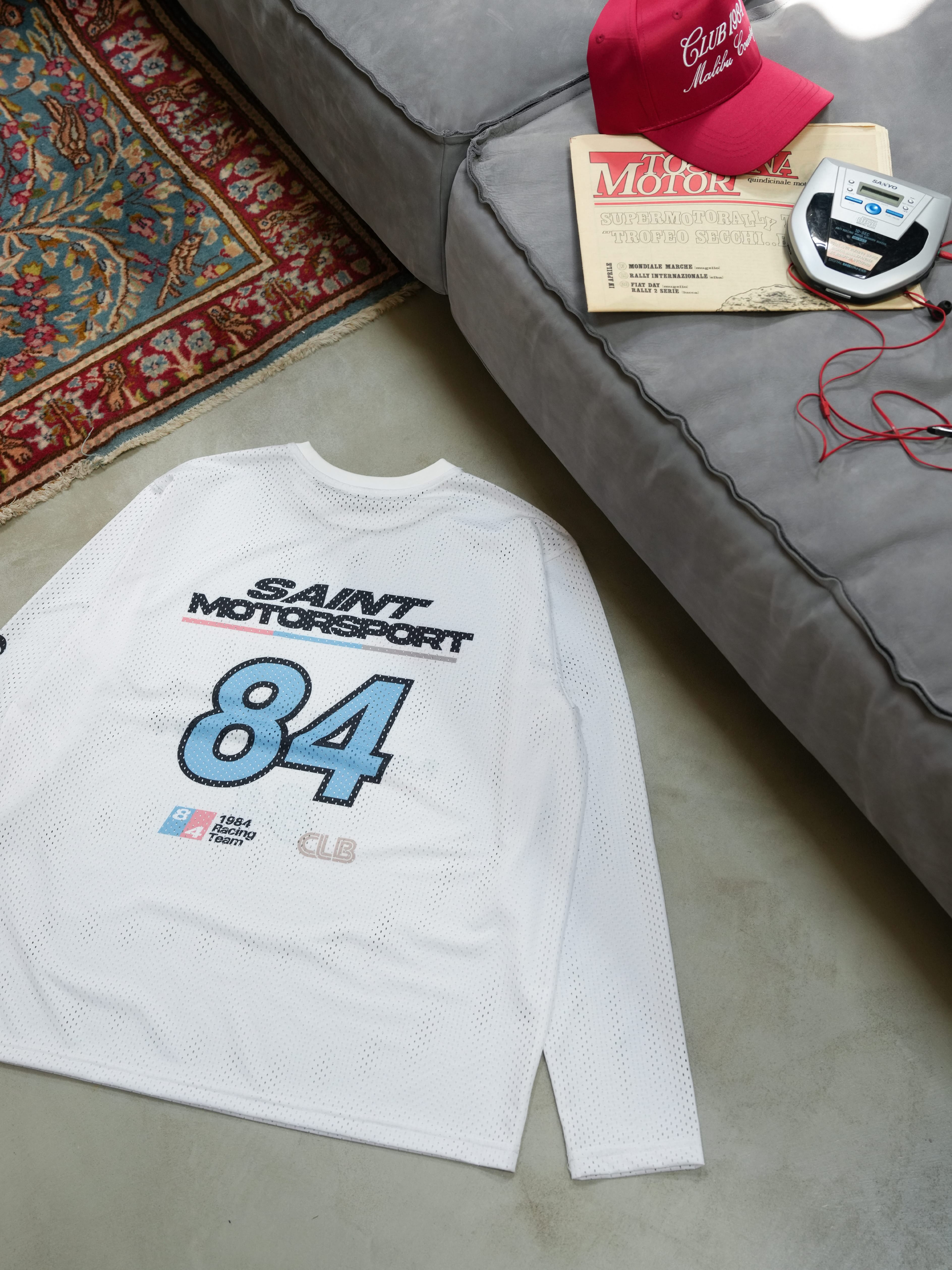 CLUB 1984. Motorsport Mesh LS T-shirt - White T-Shirt