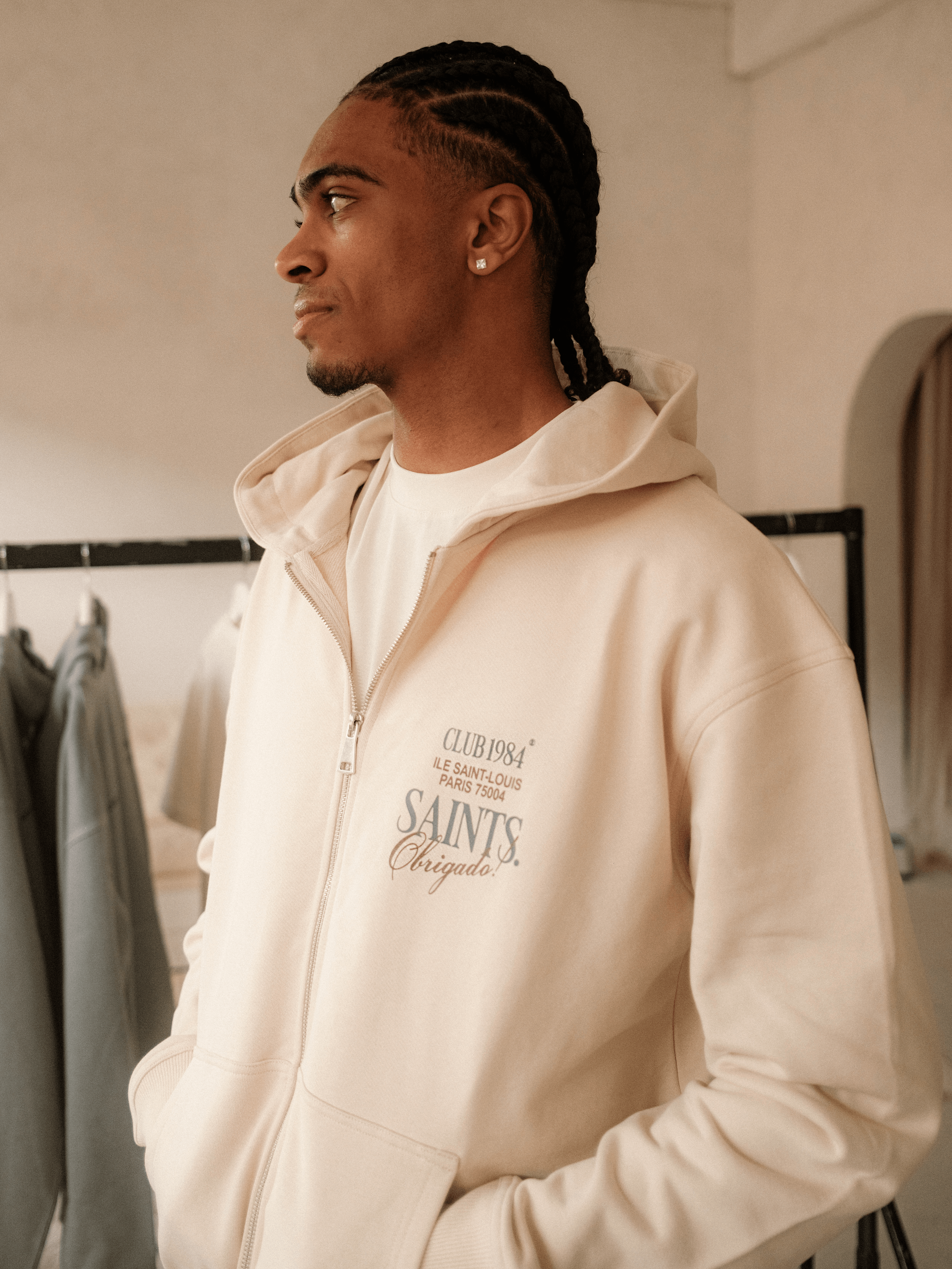 CLUB 1984. Obrigado Zip Hoodie - Mocha Hoodie