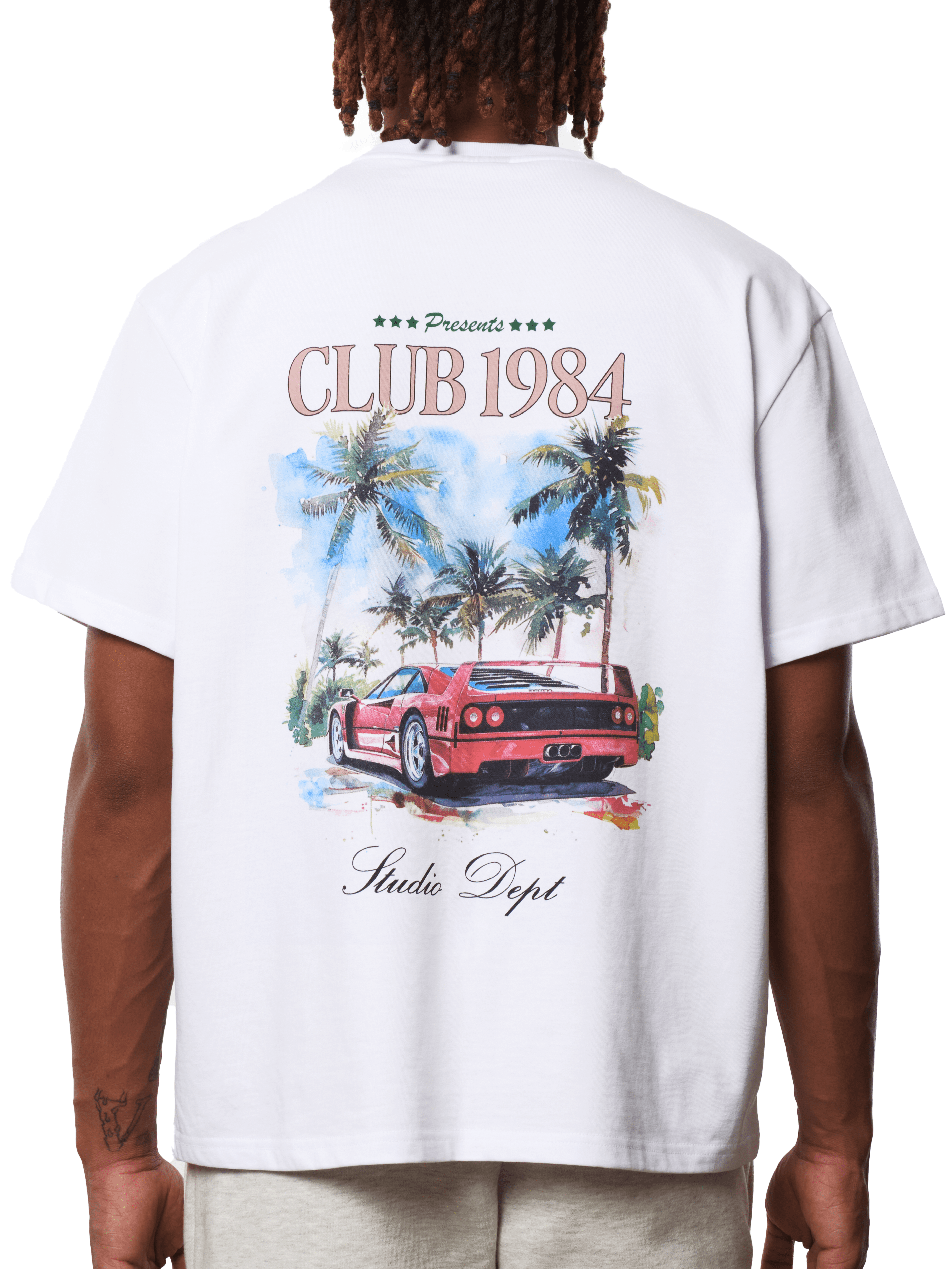 CLUB 1984. Palm Drive T-shirt - White T-Shirt