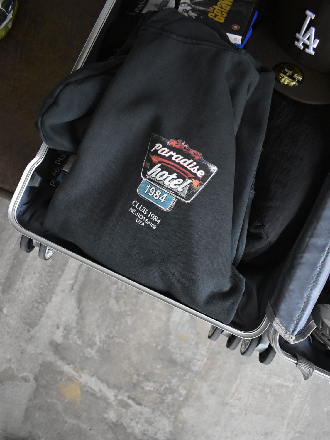 CLUB 1984. Paradise Hotel Hoodie - Washed Black Hoodie