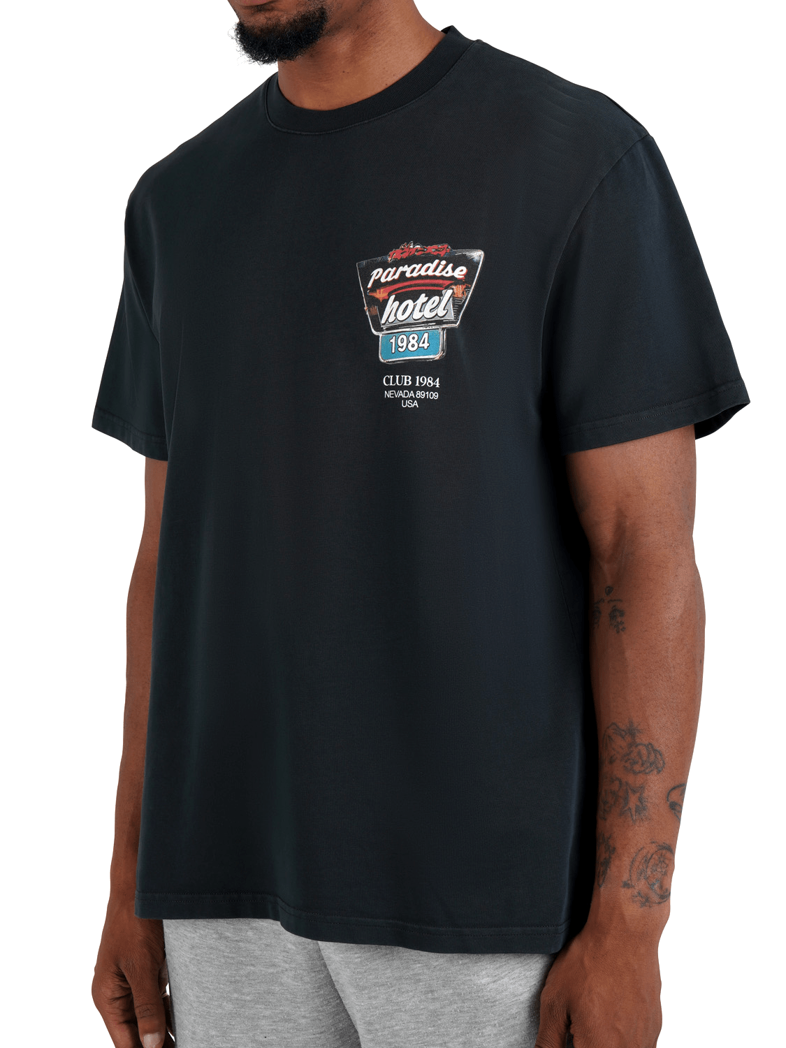 CLUB 1984. Paradise Hotel T-shirt - Washed Black T-Shirt