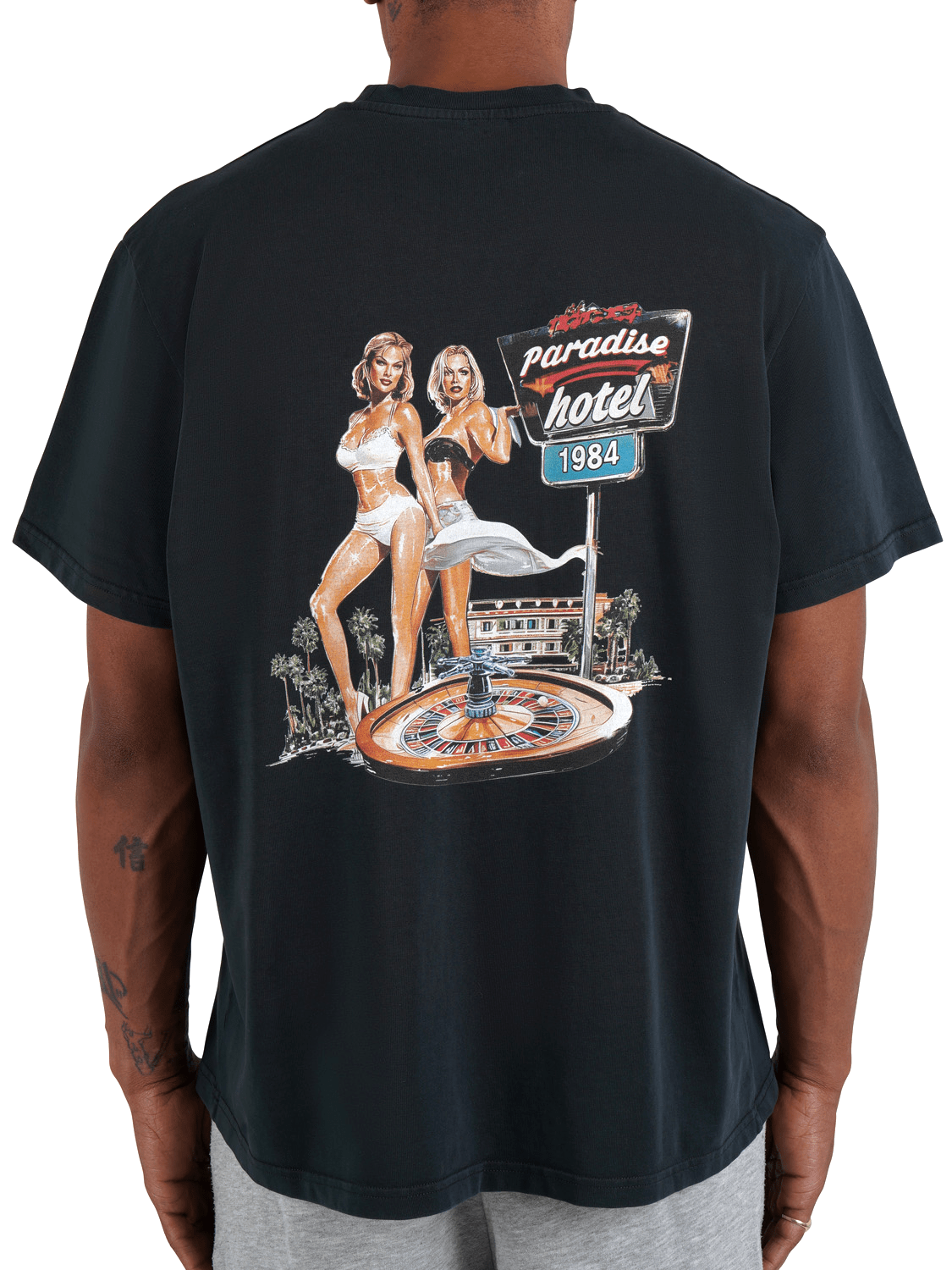 CLUB 1984. Paradise Hotel T-shirt - Washed Black T-Shirt