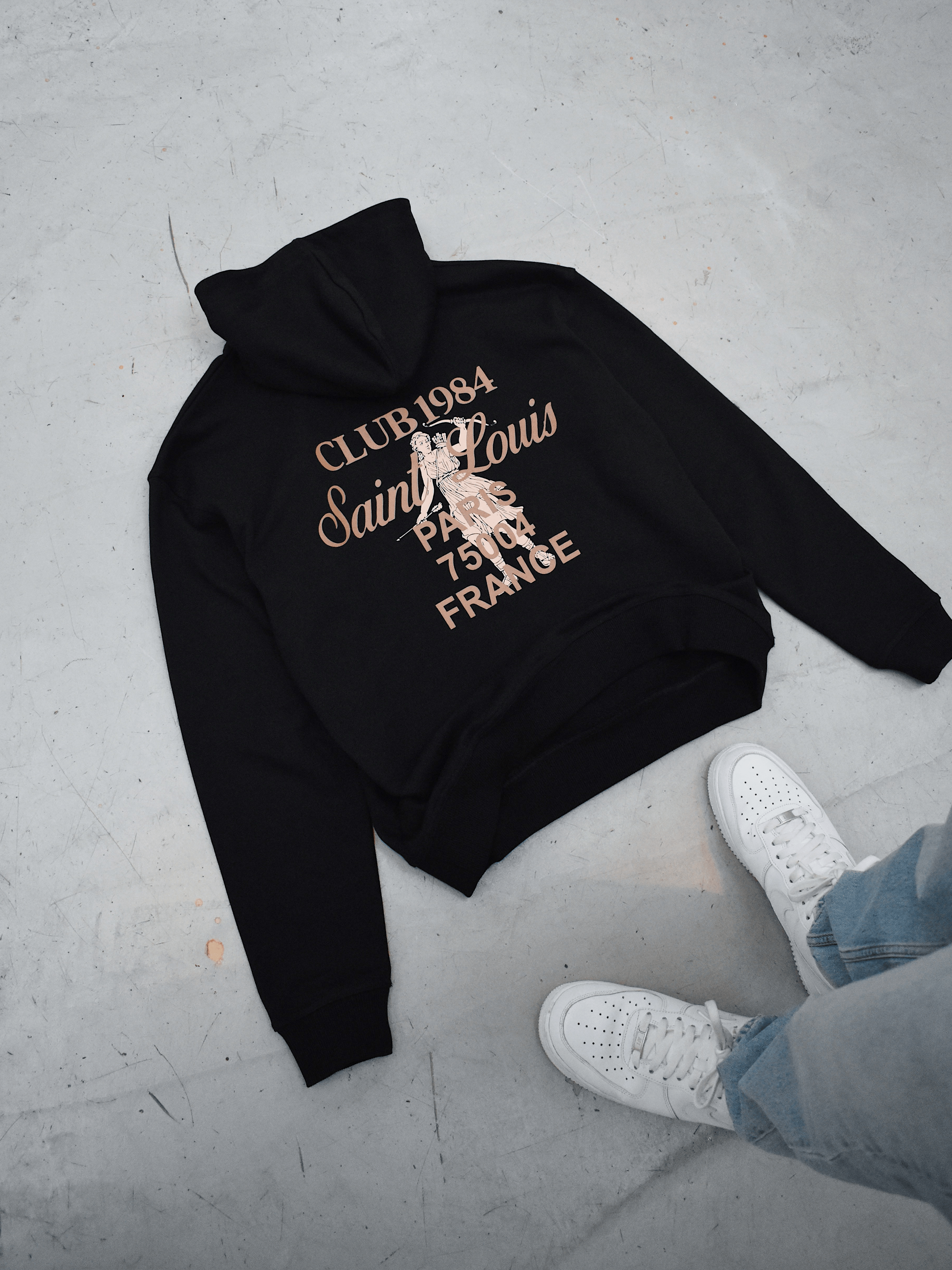 CLUB 1984. Patron 84 Hoodie - Black/Beige Hoodie