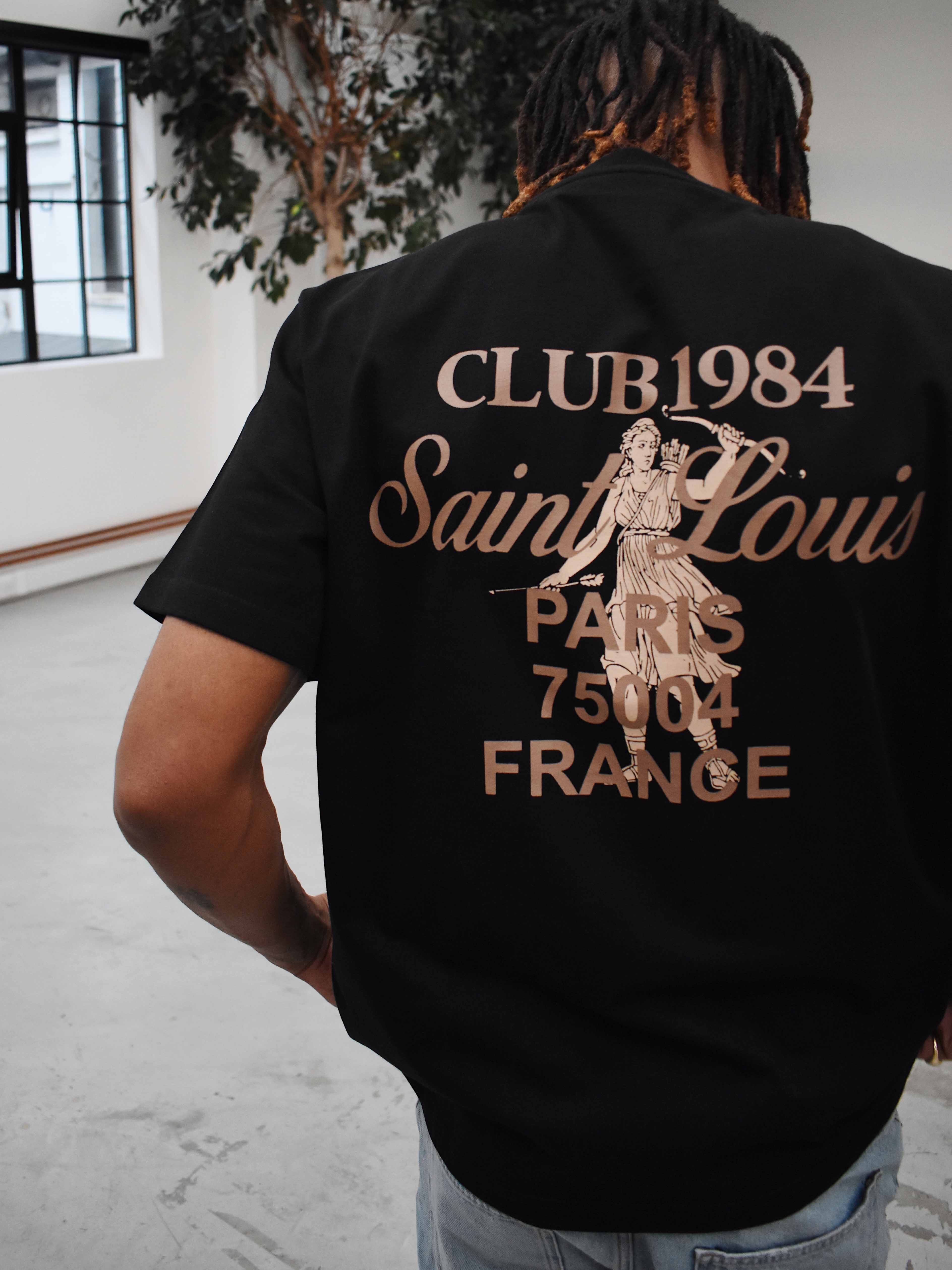 CLUB 1984. Patron 84 T-shirt - Black/Beige T-Shirt