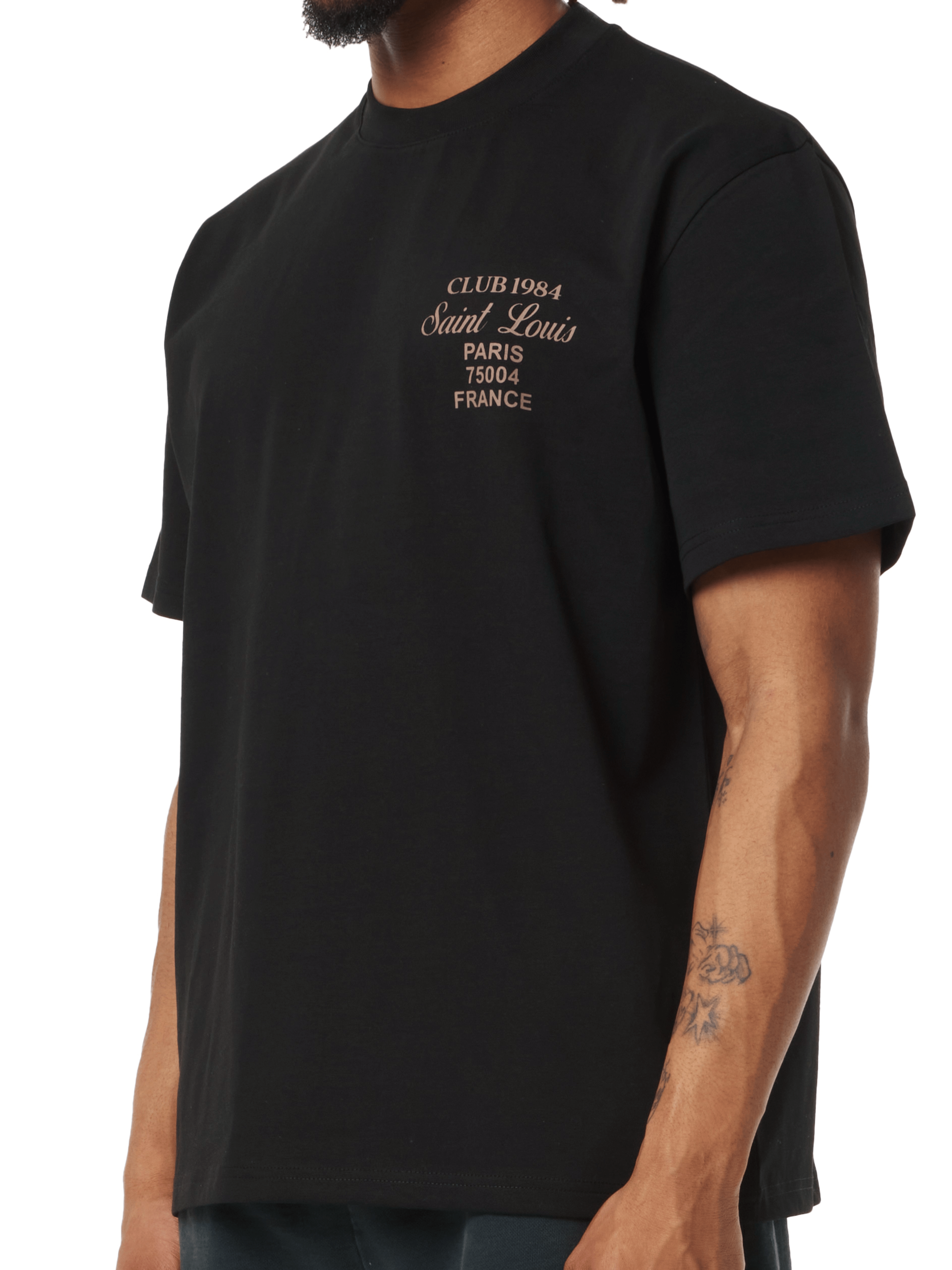 CLUB 1984. Patron 84 T-shirt - Black/Beige T-Shirt