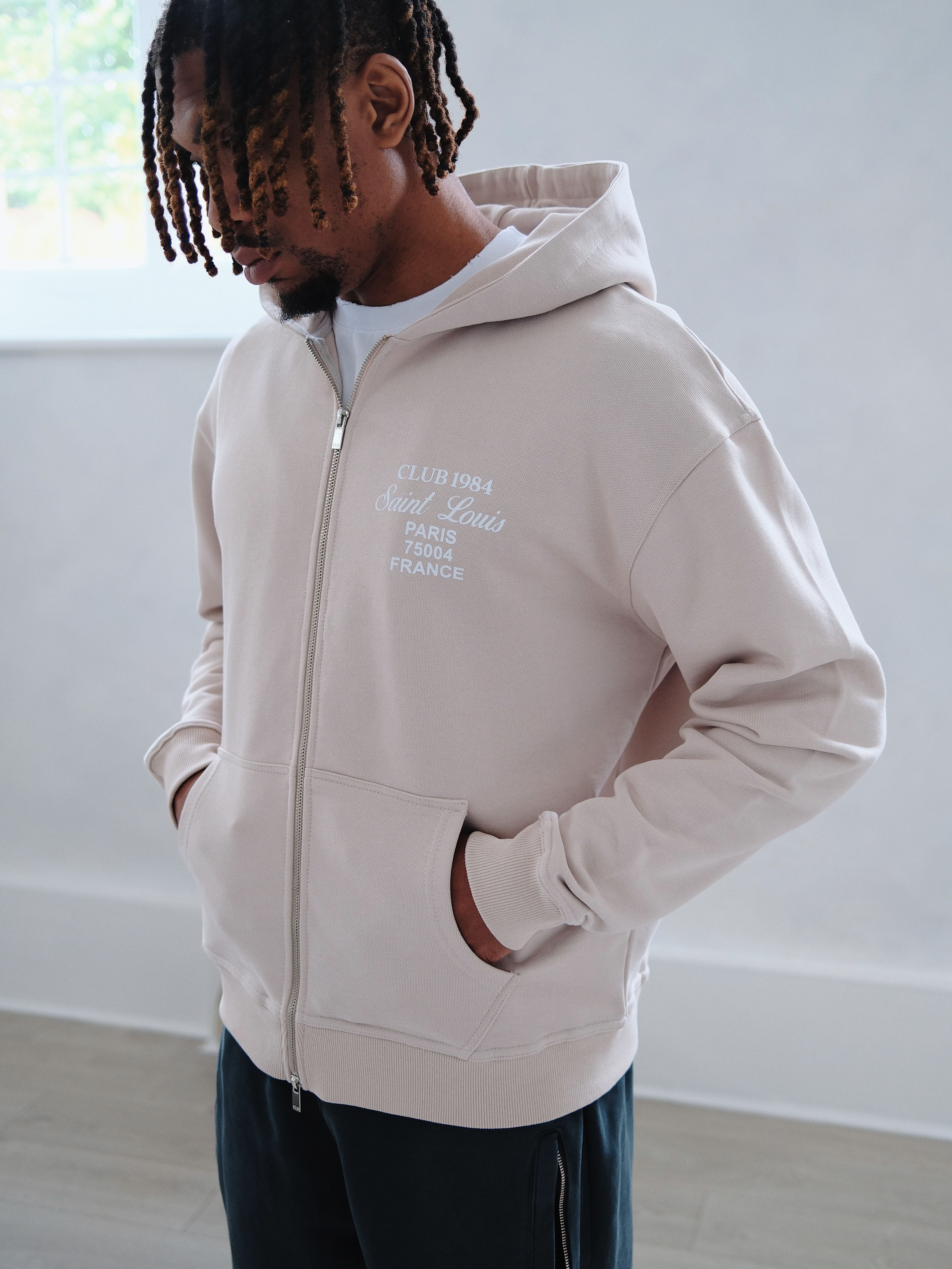 CLUB 1984. Patron 84 Zipped Hoodie - Sand Hoodie