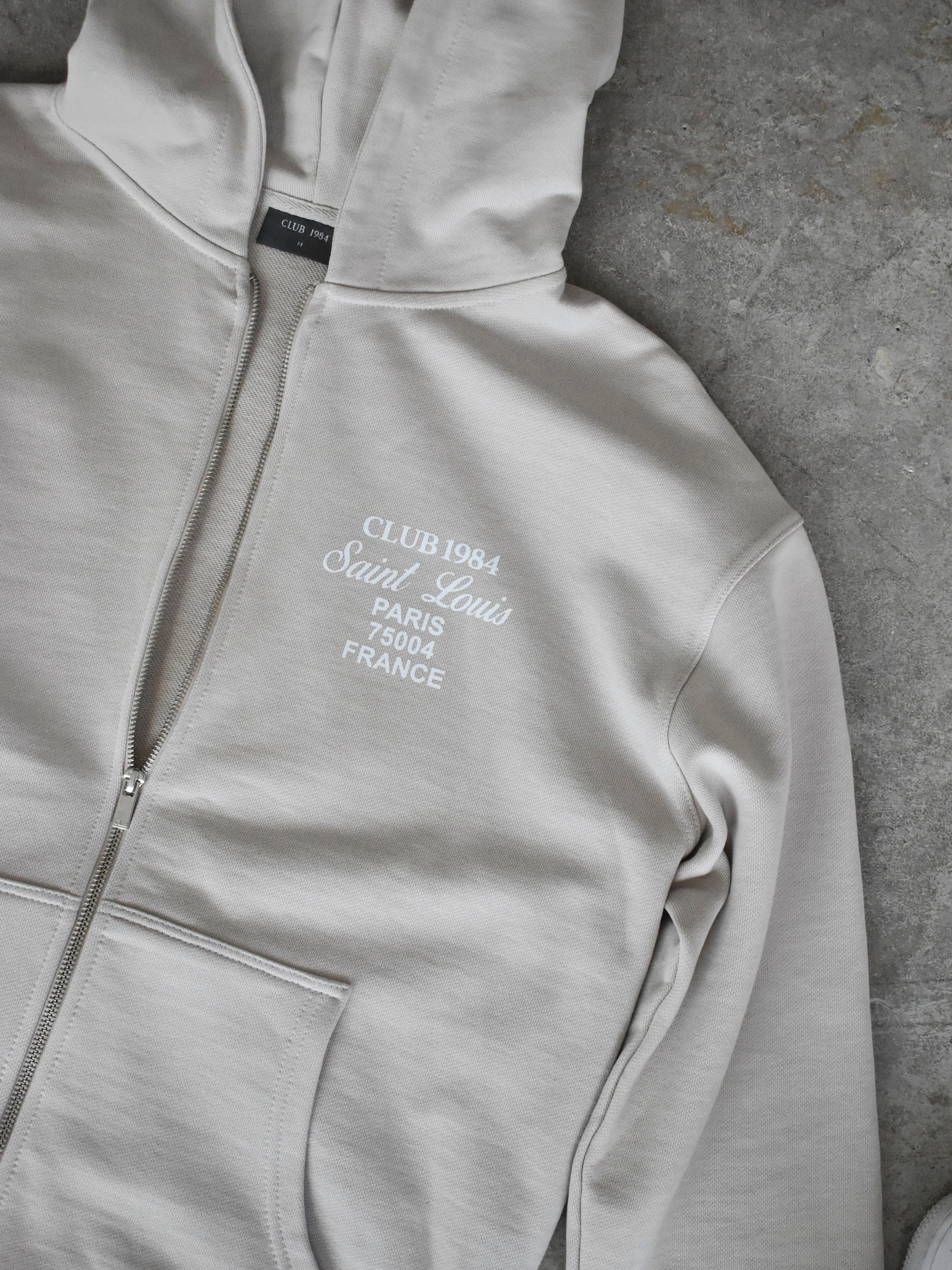 CLUB 1984. Patron 84 Zipped Hoodie - Sand Hoodie