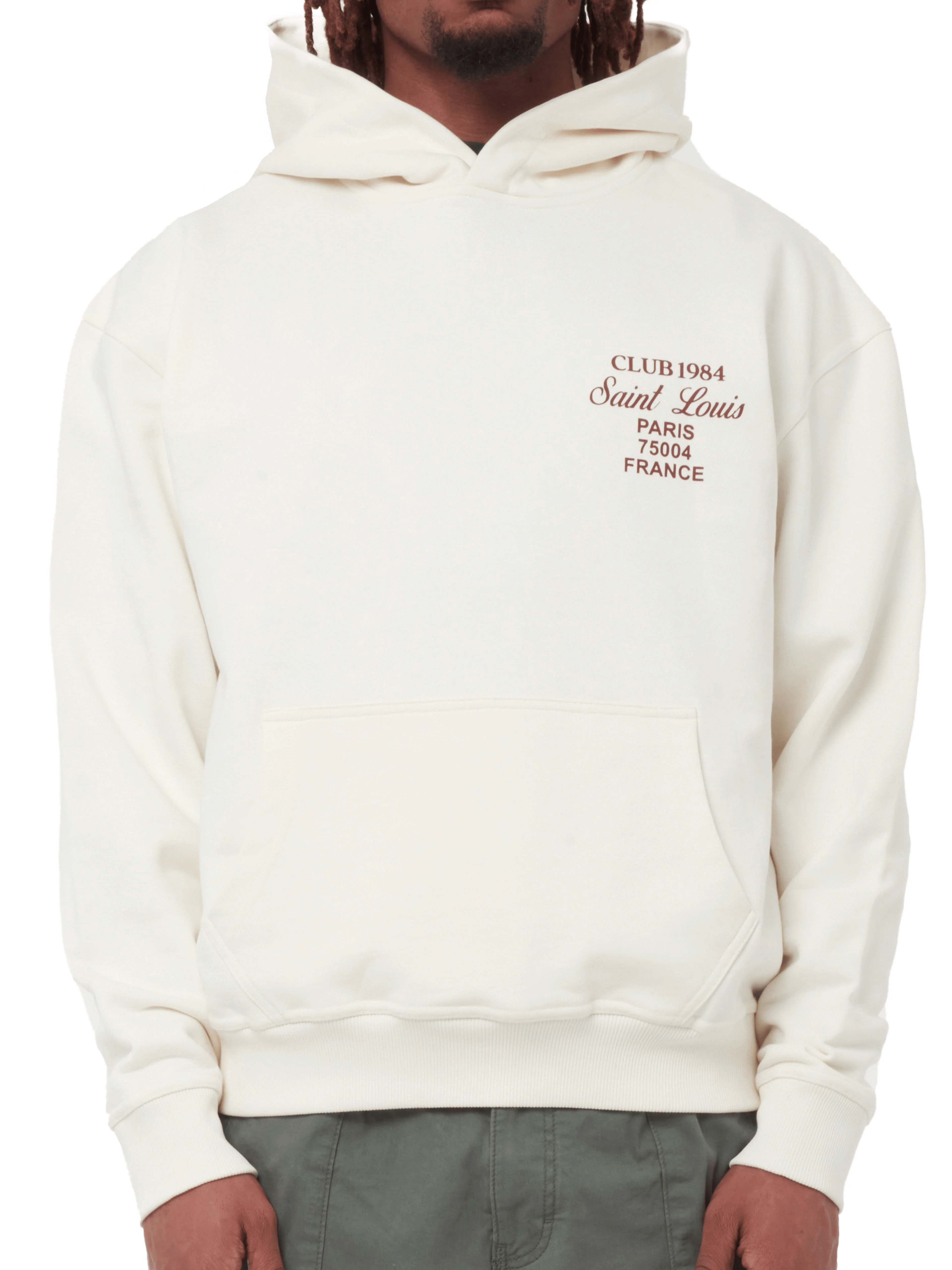 CLUB 1984. Patron Script Hoodie - Off White Hoodie