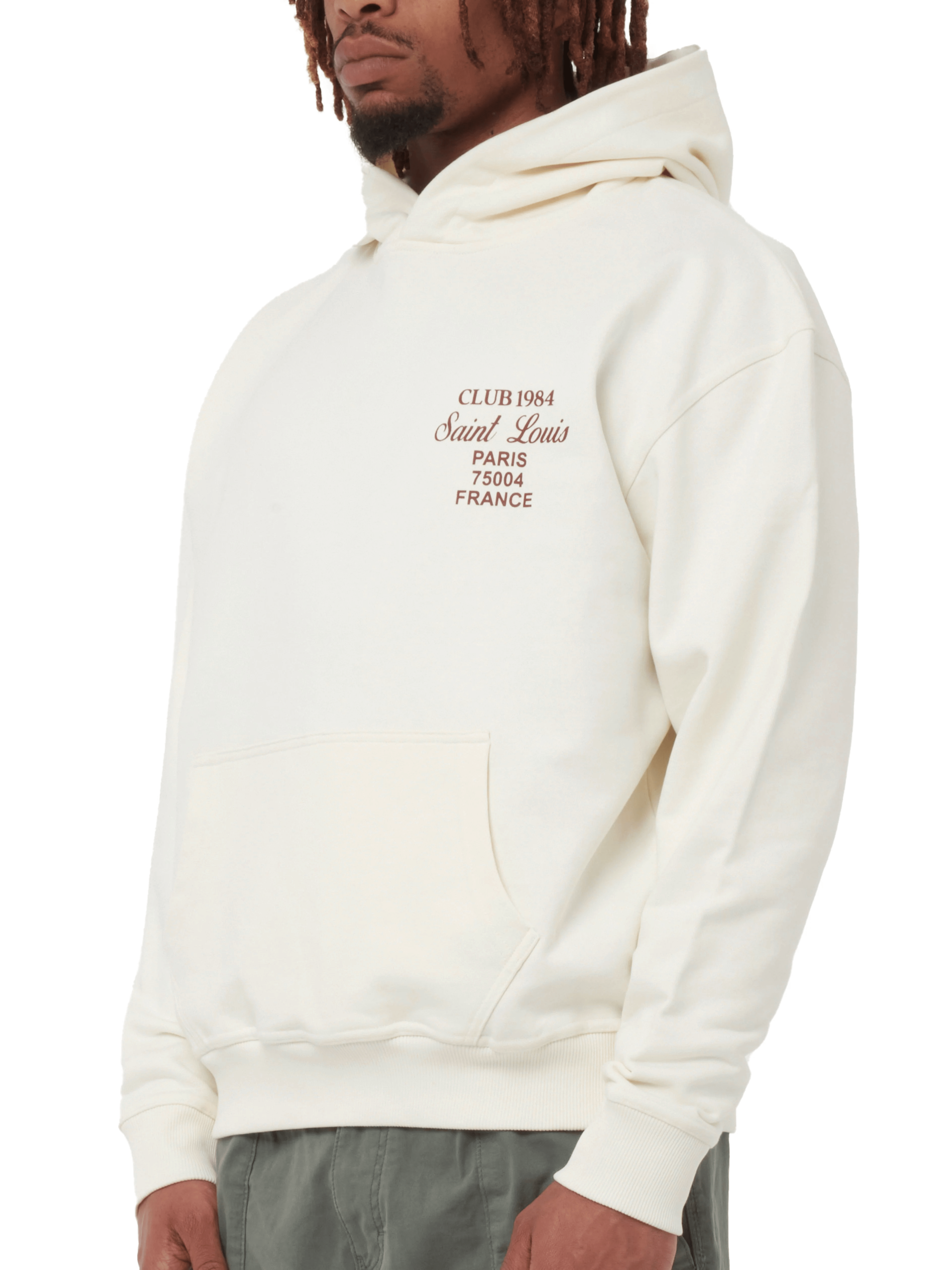CLUB 1984. Patron Script Hoodie - Off White Hoodie