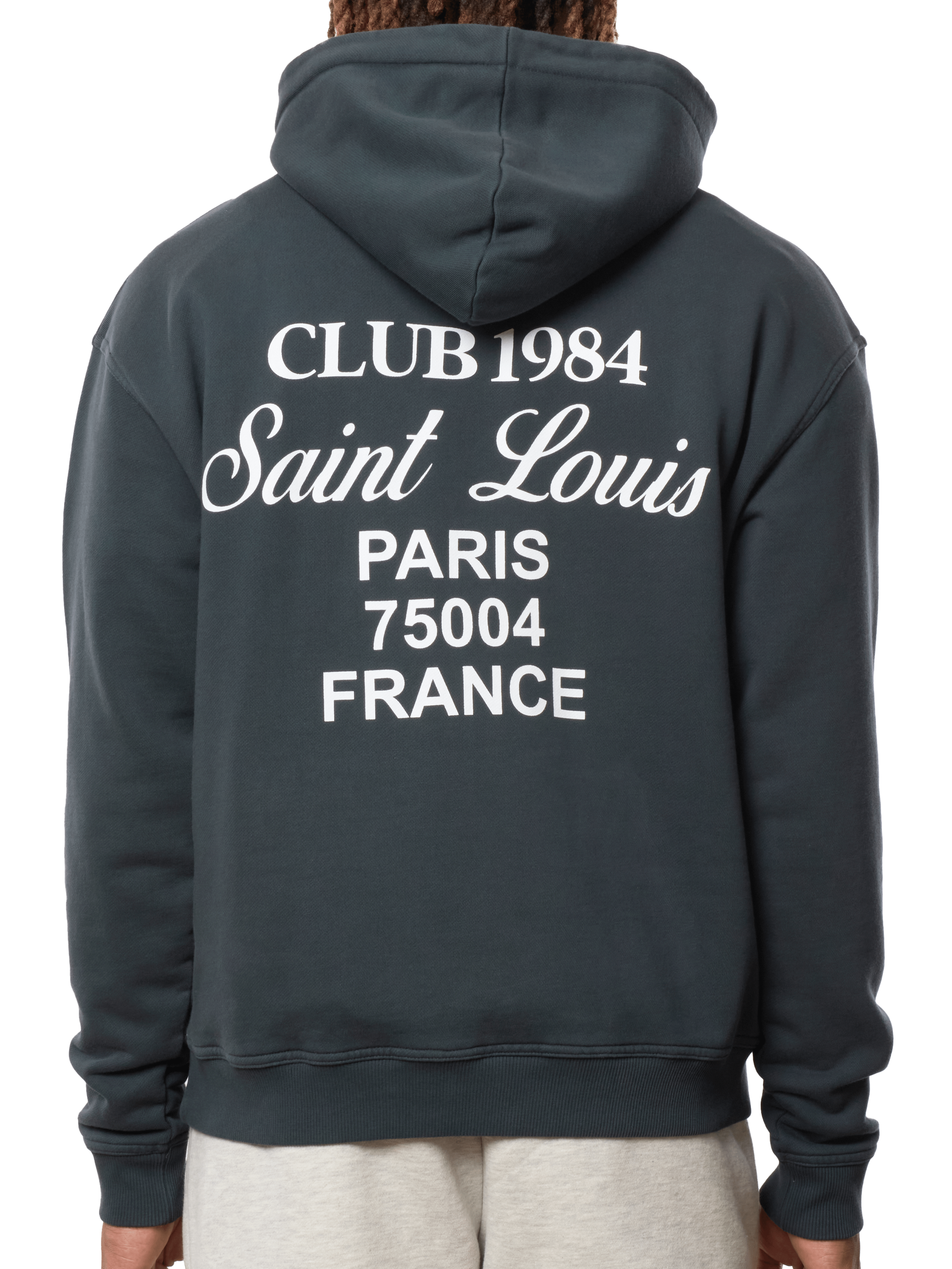CLUB 1984. Patron Script Hoodie - Washed Grey Hoodie