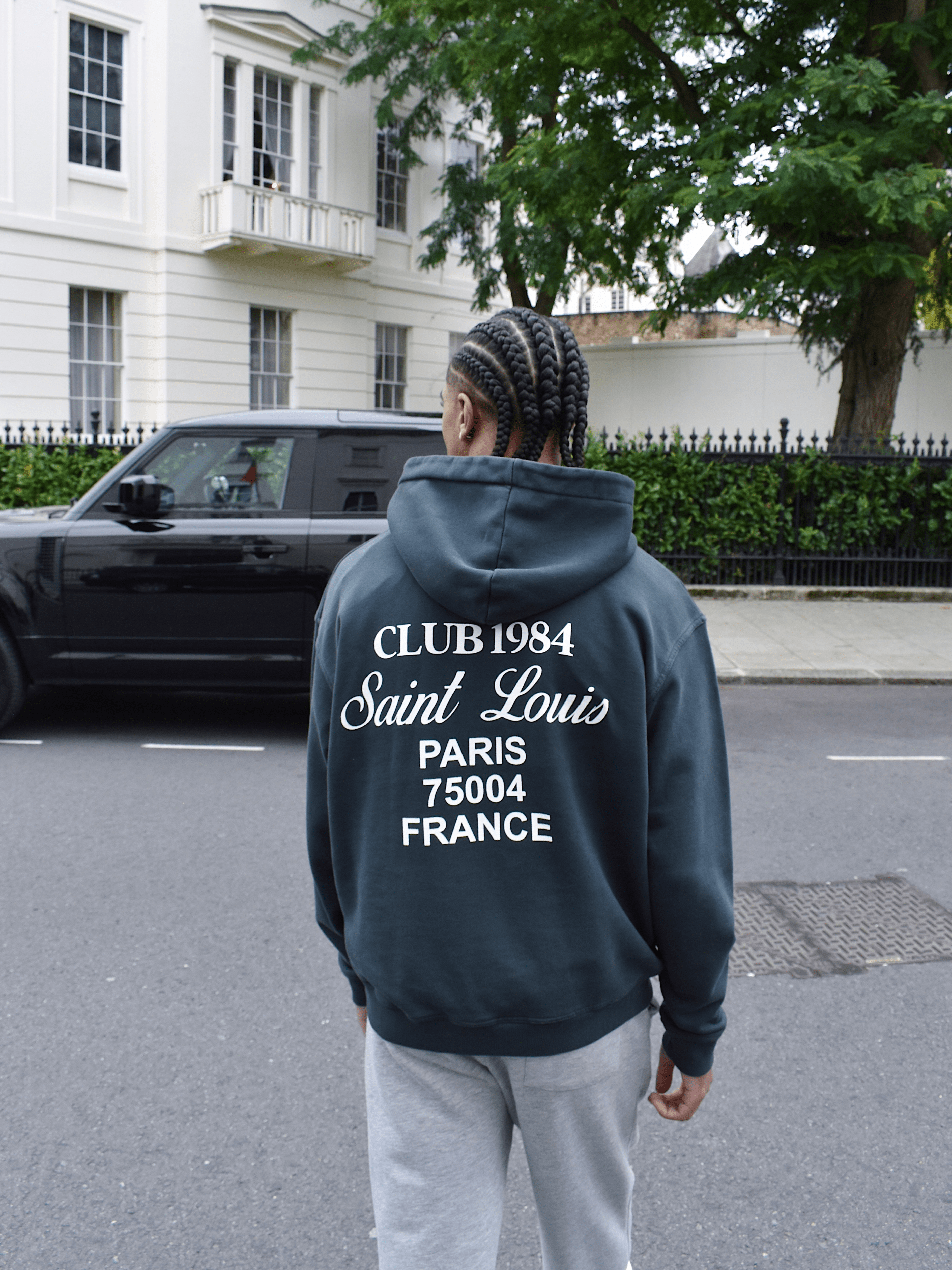 CLUB 1984. Patron Script Hoodie - Washed Grey Hoodie