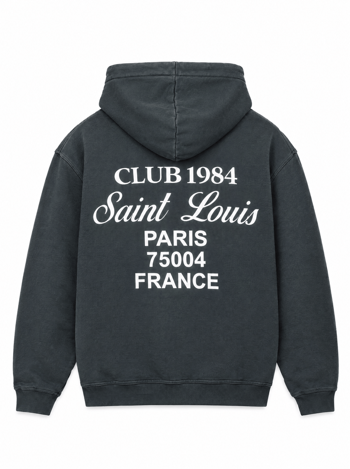 CLUB 1984. Patron Script Hoodie - Washed Grey Hoodie