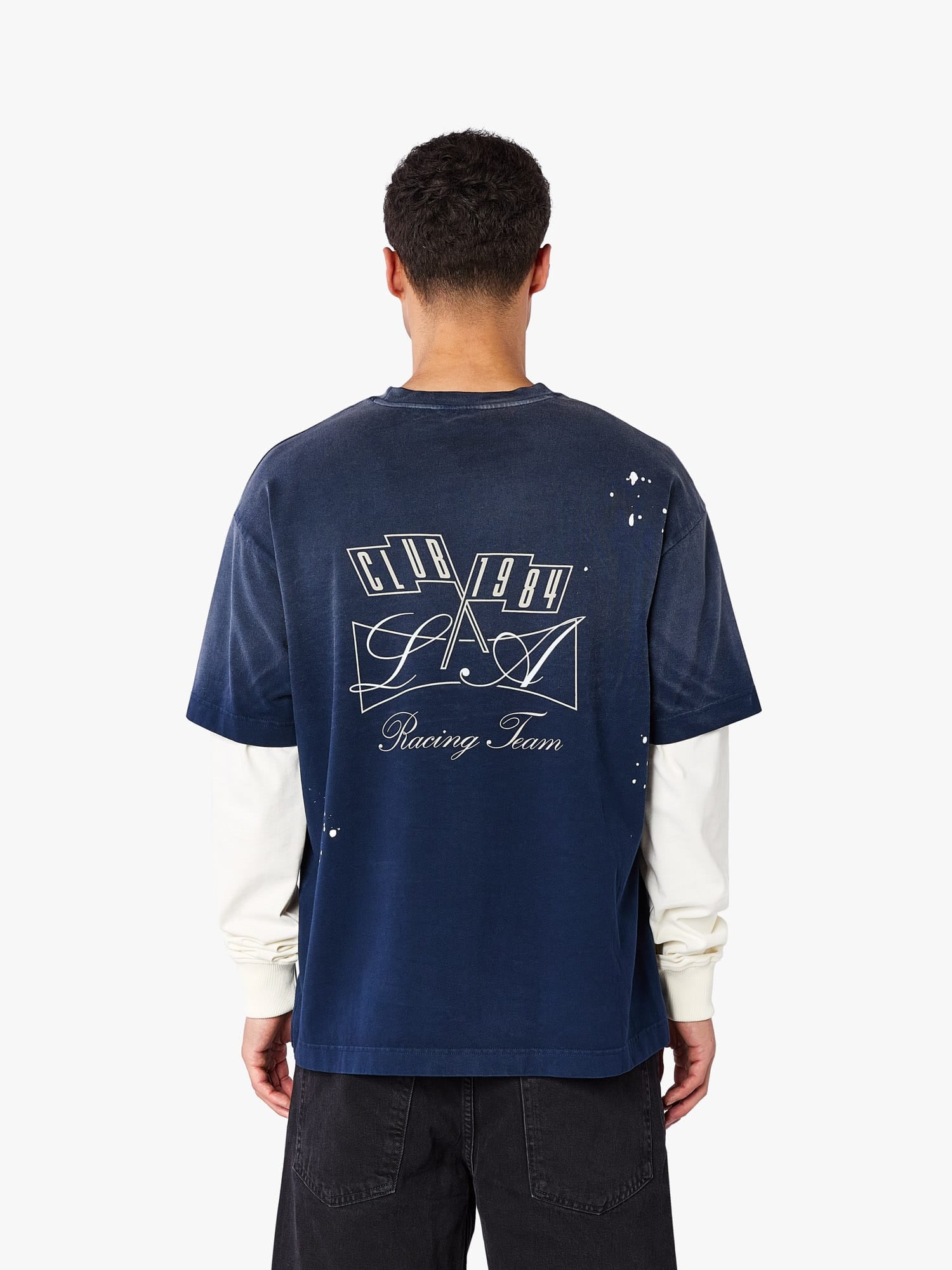 CLUB 1984. Piston LS T-shirt - Washed Navy T-Shirt