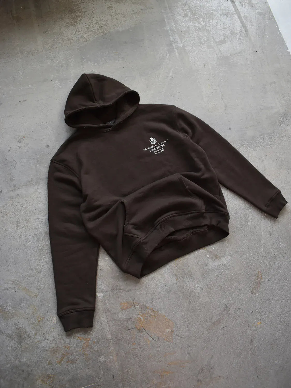 CLUB 1984. Residency Distressed Hoodie - Coffee Hoodie