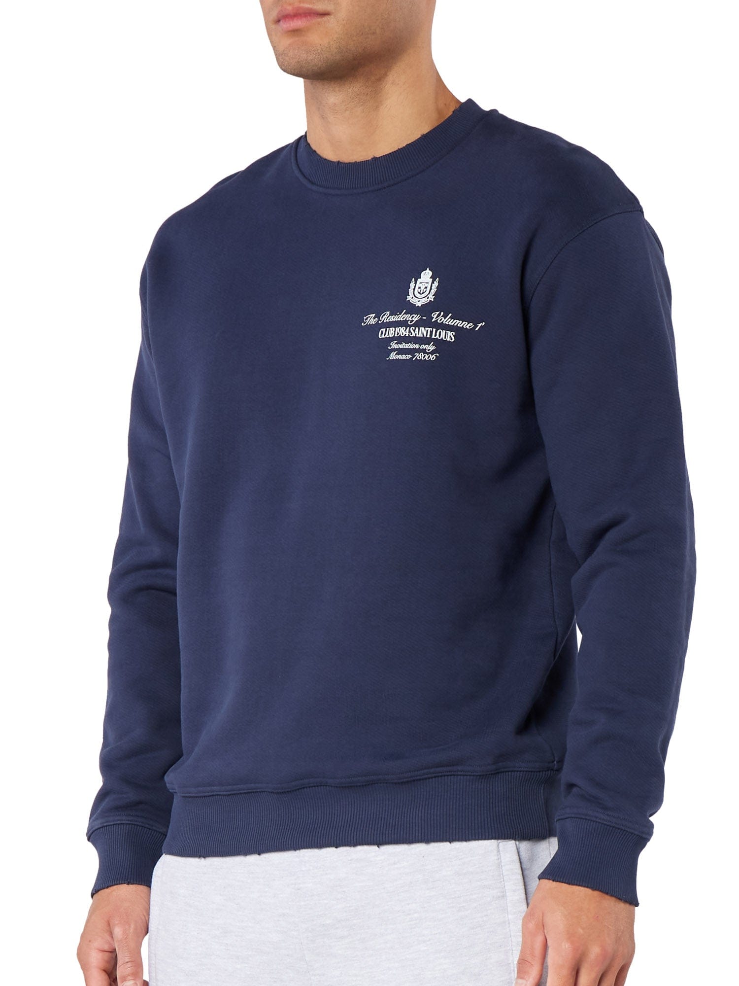 CLUB 1984. Residency Distressed Sweatshirt - Navy Sweatshirt