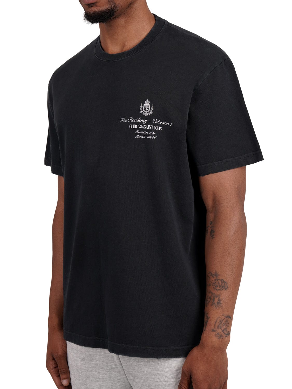 CLUB 1984. Residency Distressed T-Shirt - Vintage Black T-Shirt