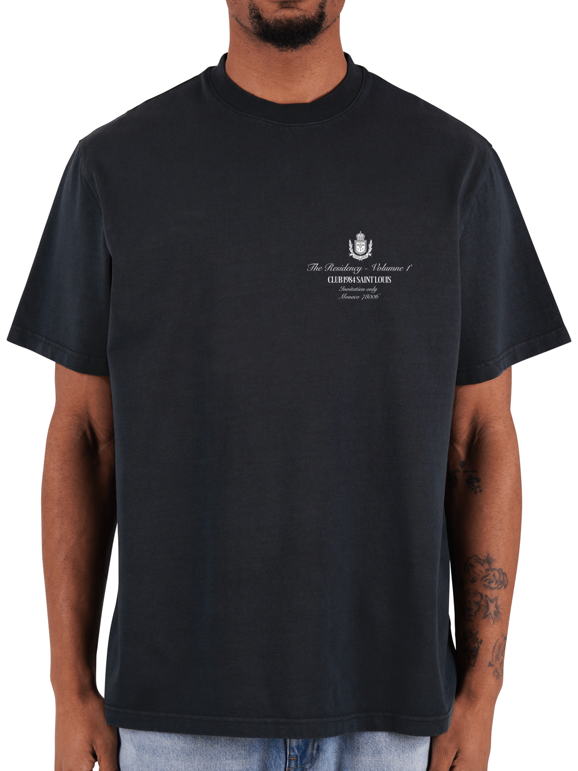 CLUB 1984. Residency Distressed T-Shirt - Vintage Black T-Shirt